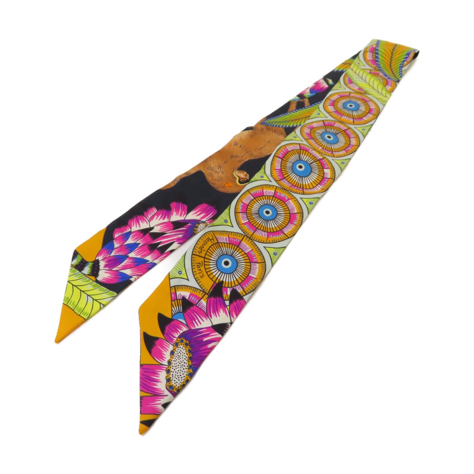 HERMES 【激減優惠】絲質Twilly絲巾黑色/彩色