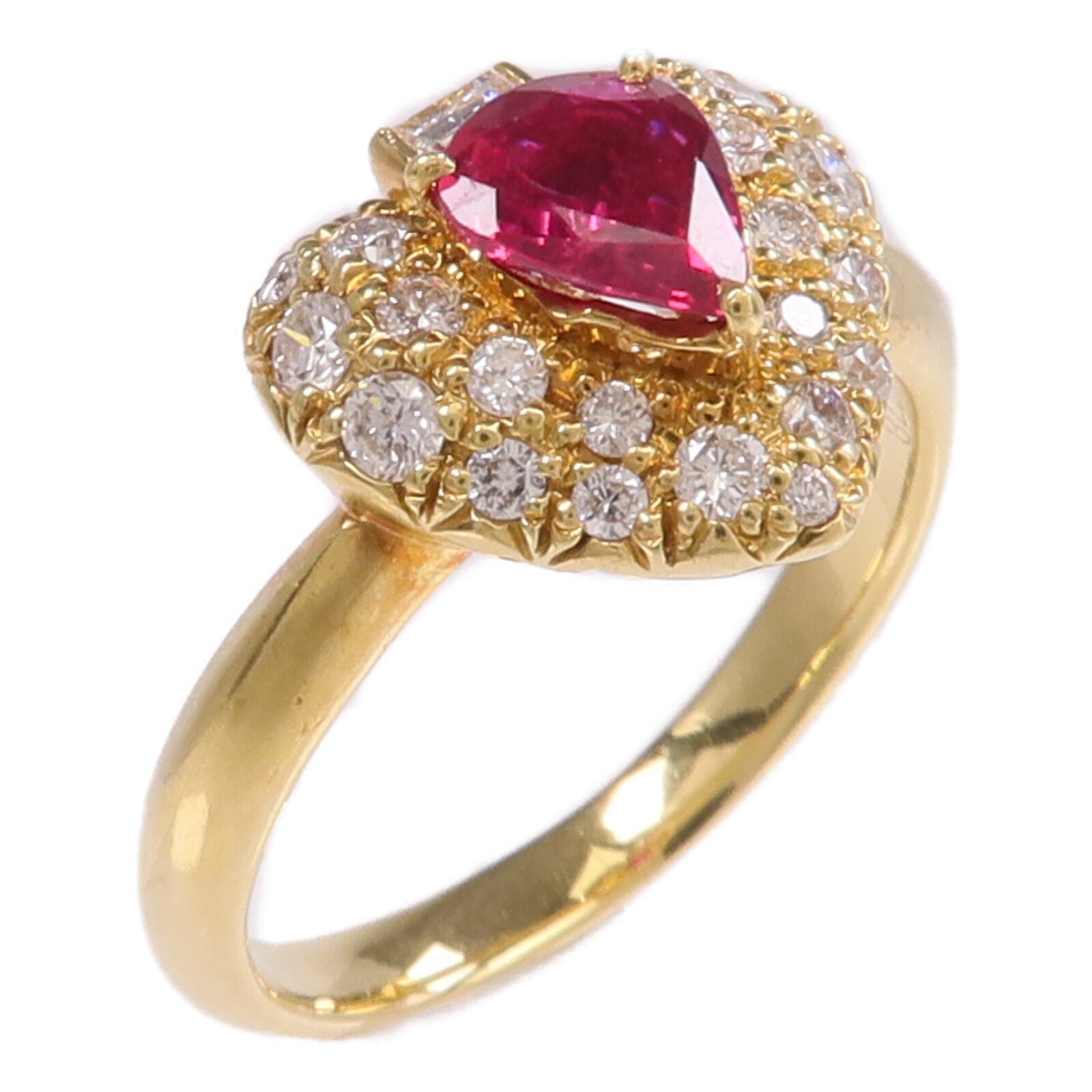 JEWELRY 18K黃金Ruby Diamond Ring紅寶石/鑽石戒指US#7.25