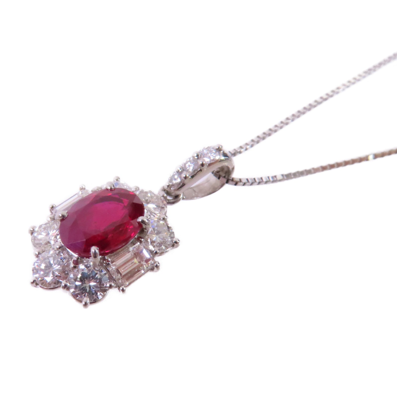 JEWELRY PT850鉑金/1.38ct紅寶石/1.15ct鑽石Ruby/Diamond Necklace項鏈