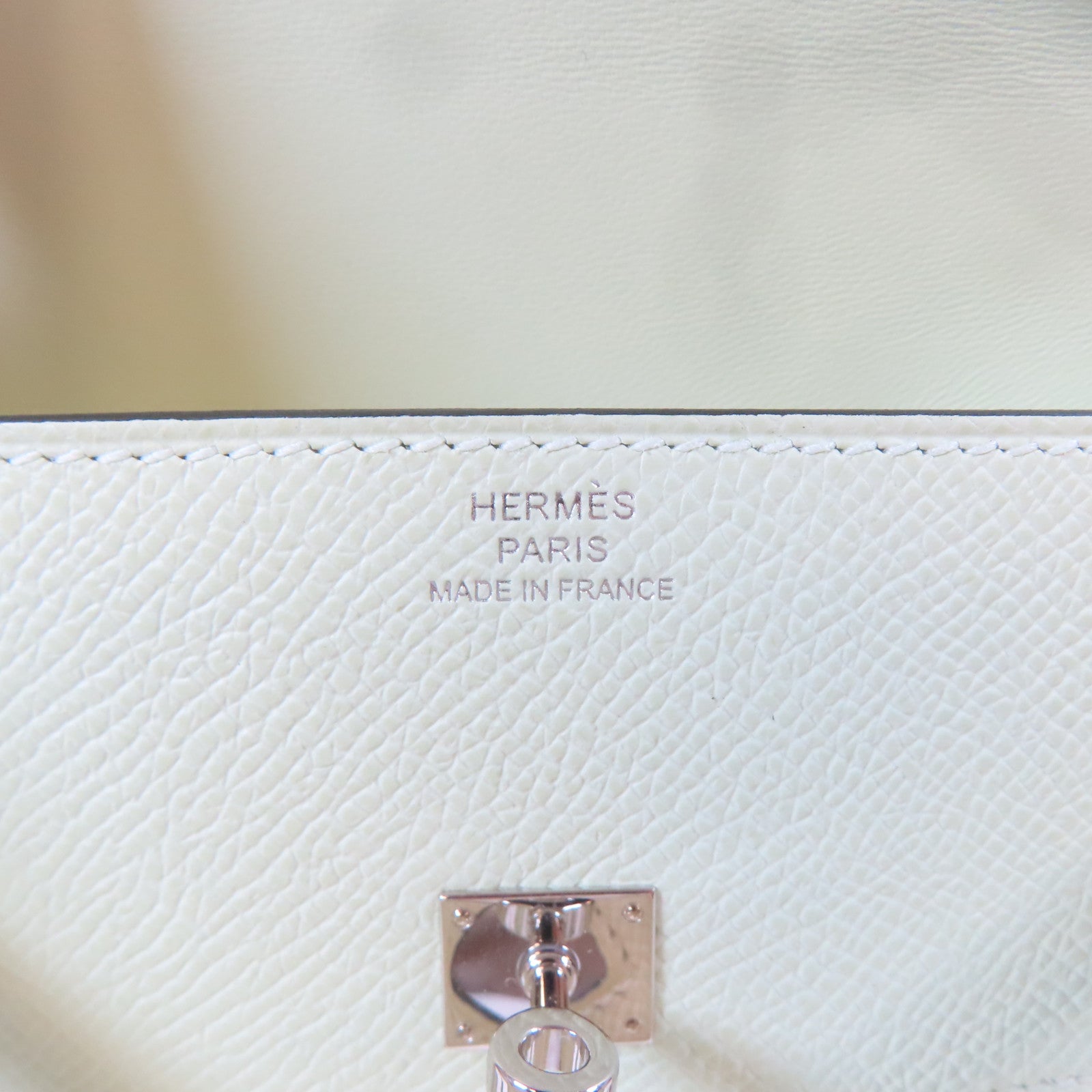 HERMES 【激減優惠】Epsom皮革Kelly Doll銀扣手挽肩背兩用袋Vert Fizz/淺綠色