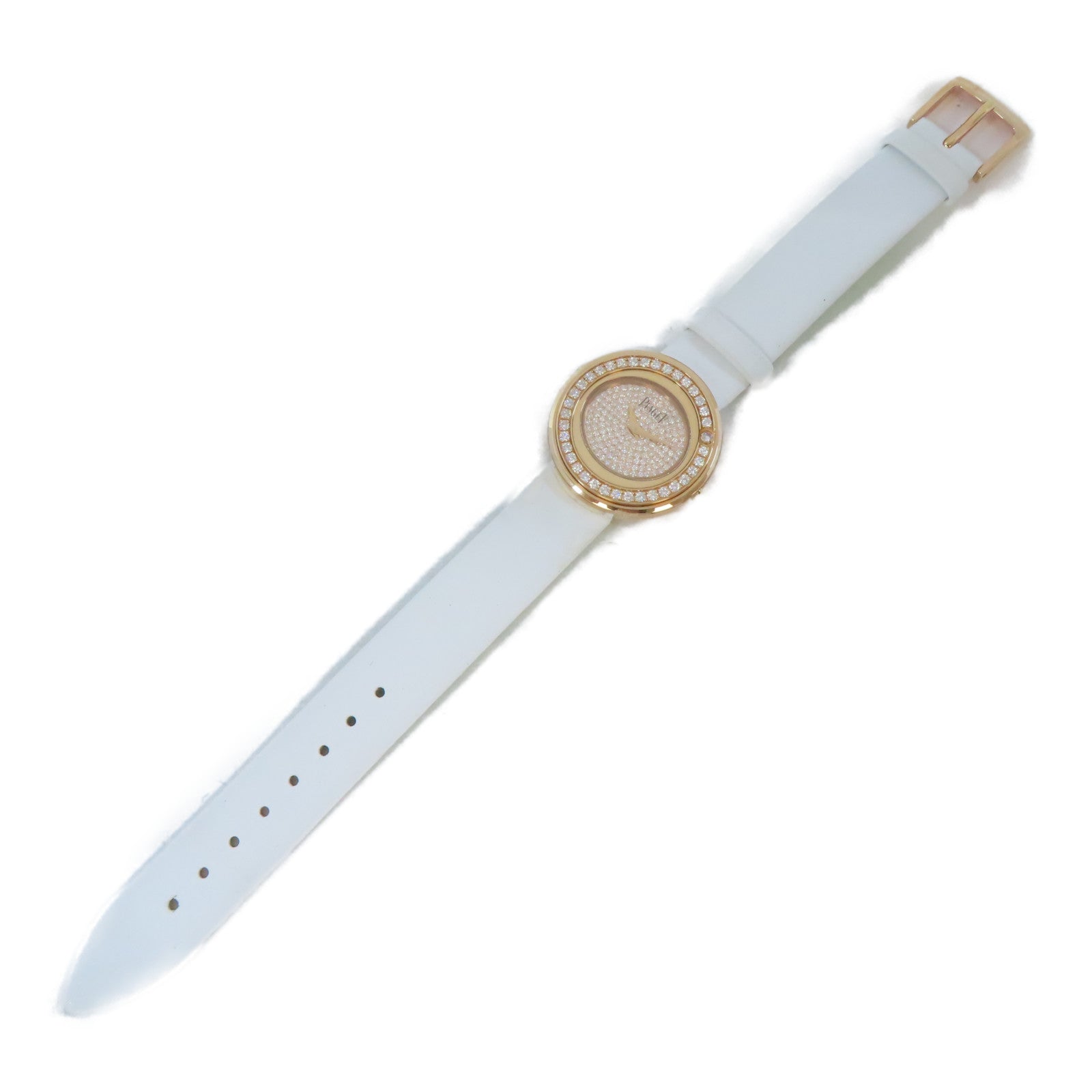 PIAGET Possession 18K玫瑰金/鑽石手錶石英機芯白色/金色