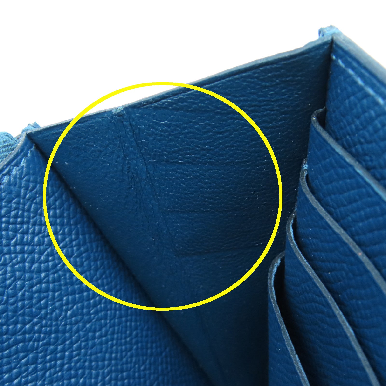 HERMES Epsom皮革Kelly Wallet银扣长钱包Colvert蓝色