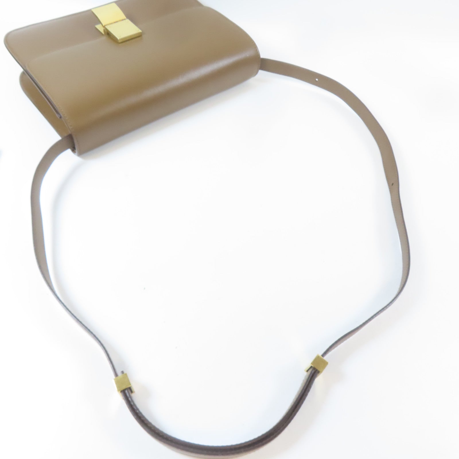 CELINE 牛皮皮革Classic Box Shoulder Bag金扣肩背袋啡色