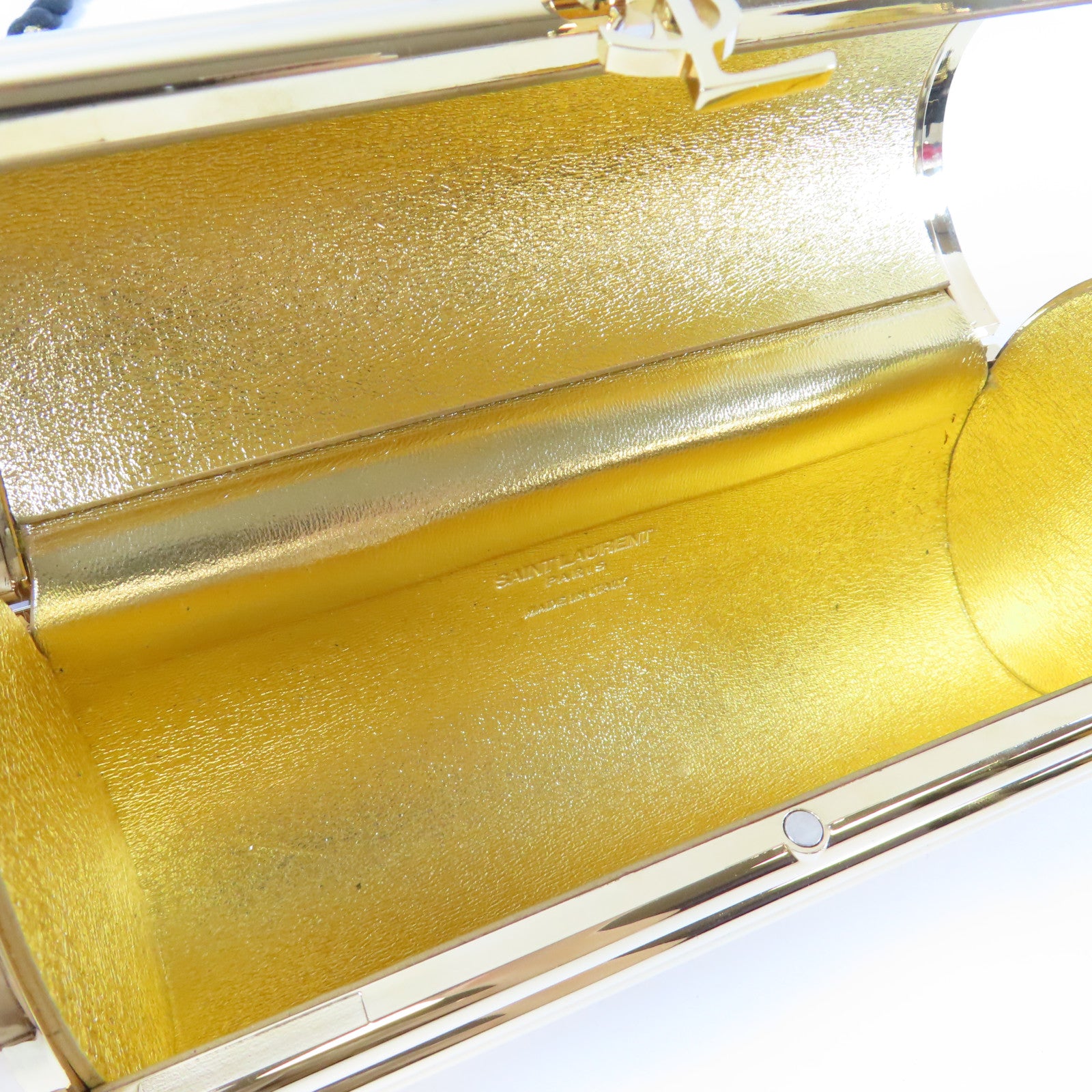 SAINT LAURENT Acrylic Ribbed Box Bag Vanity Bag 肩背袋金色