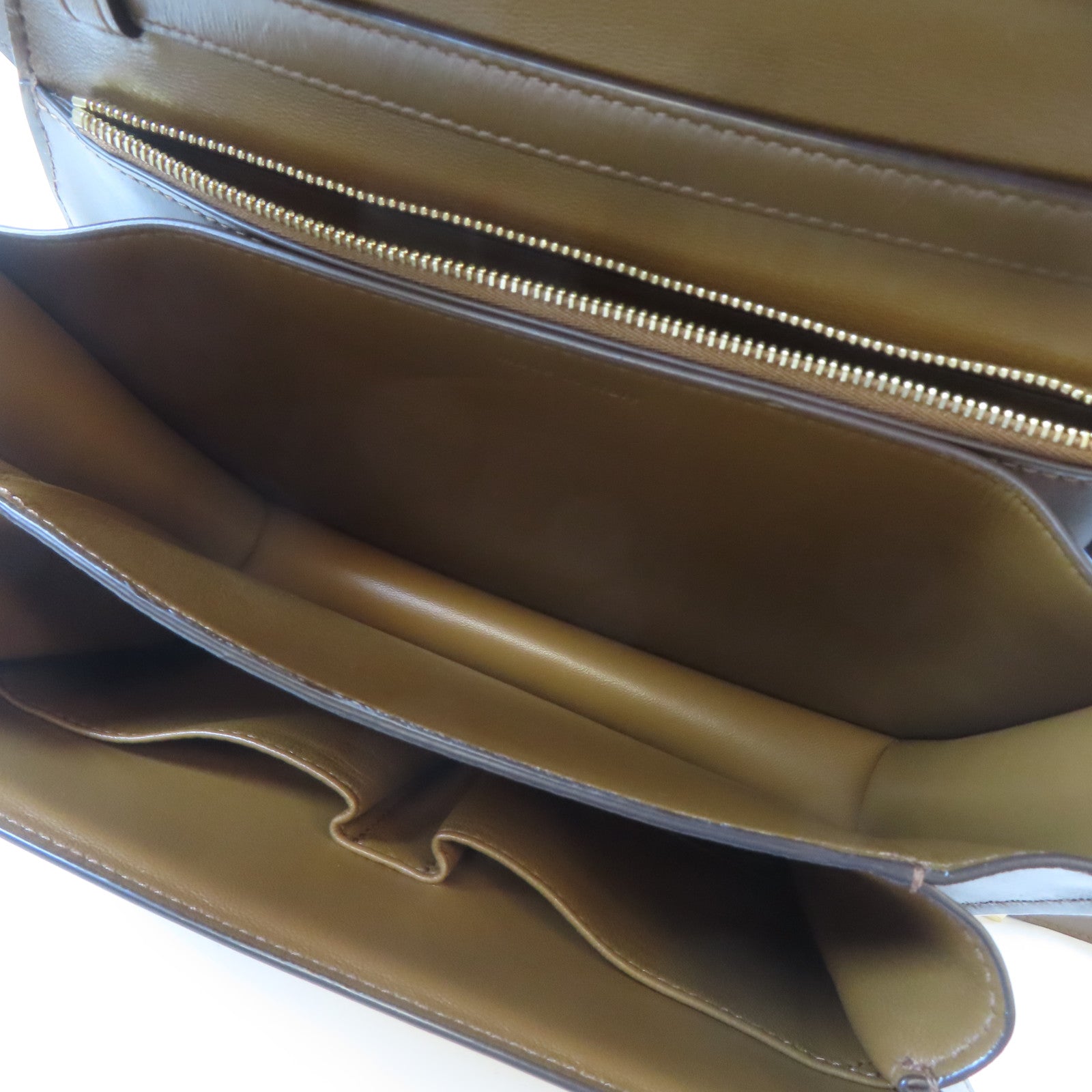 CELINE 牛皮皮革Classic Box Shoulder Bag金扣肩背袋啡色