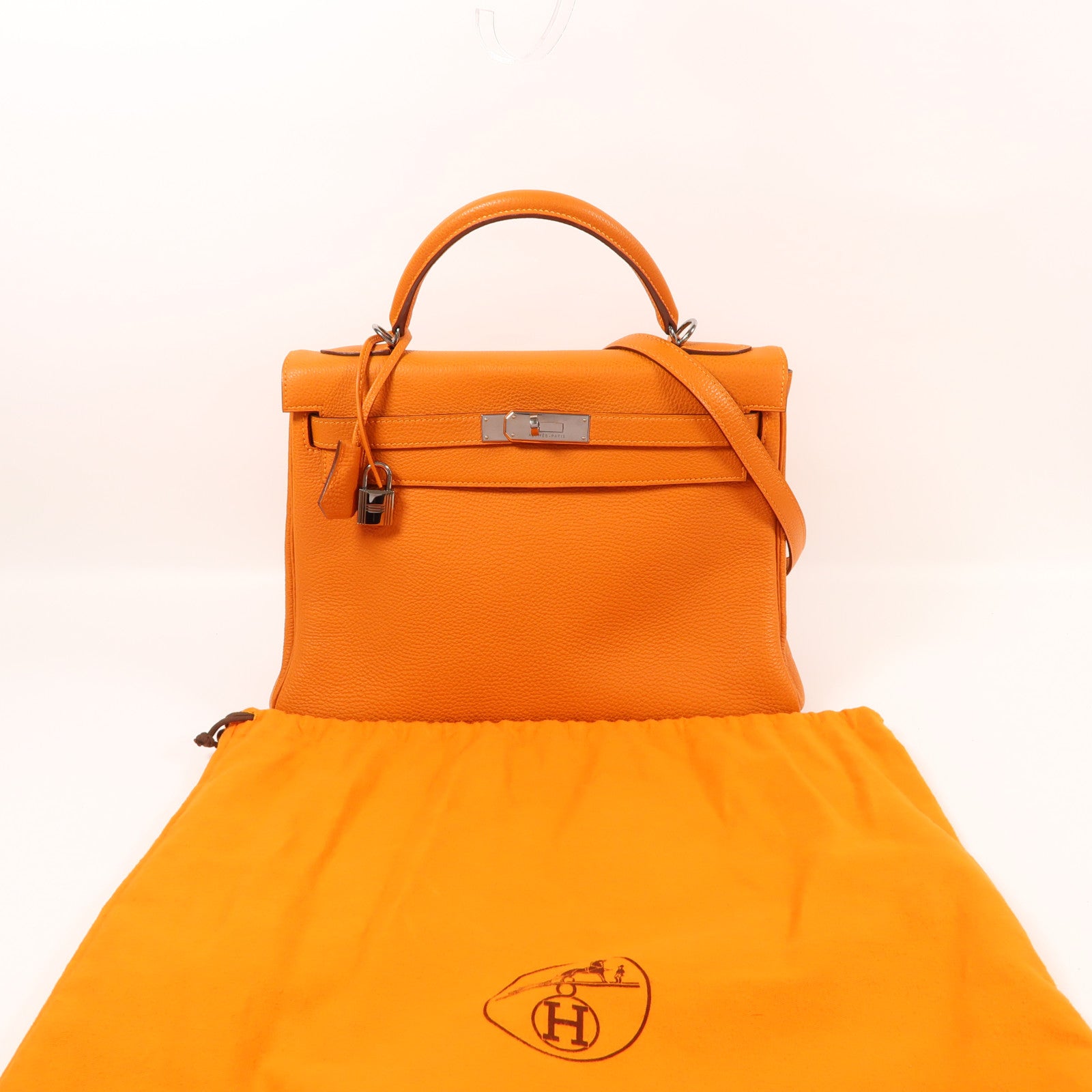 HERMES Clemence皮革Kelly 32手挽肩背兩用袋Potiron