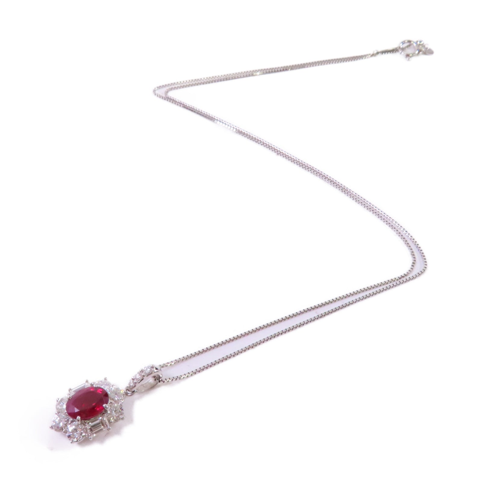 JEWELRY PT850鉑金/1.38ct紅寶石/1.15ct鑽石Ruby/Diamond Necklace項鏈