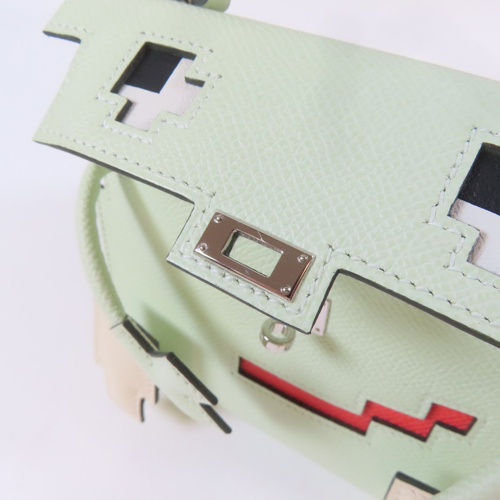 HERMES 【激減優惠】Epsom皮革Kelly Doll銀扣手挽肩背兩用袋Vert Fizz/淺綠色
