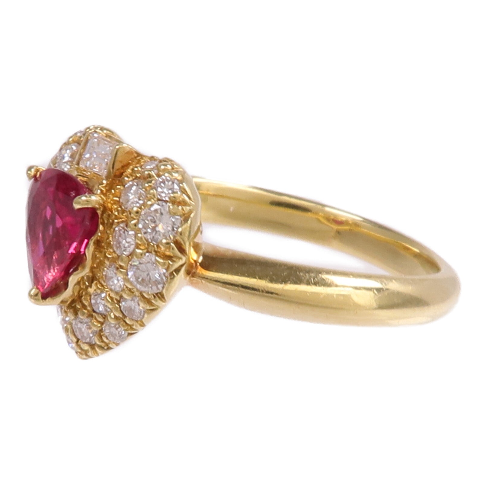 JEWELRY 18K黃金Ruby Diamond Ring紅寶石/鑽石戒指US#7.25