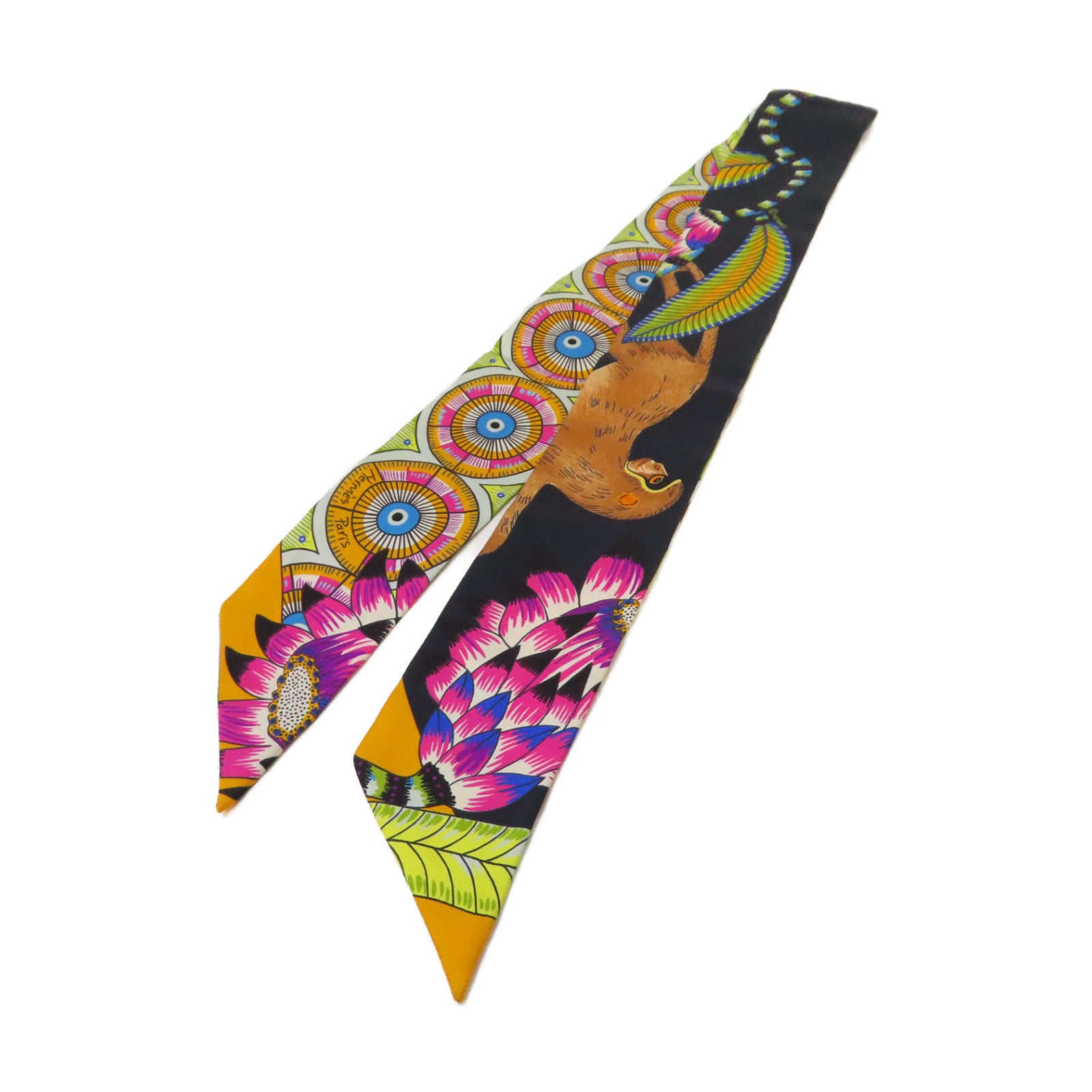 HERMES 【激減優惠】絲質Twilly絲巾黑色/彩色