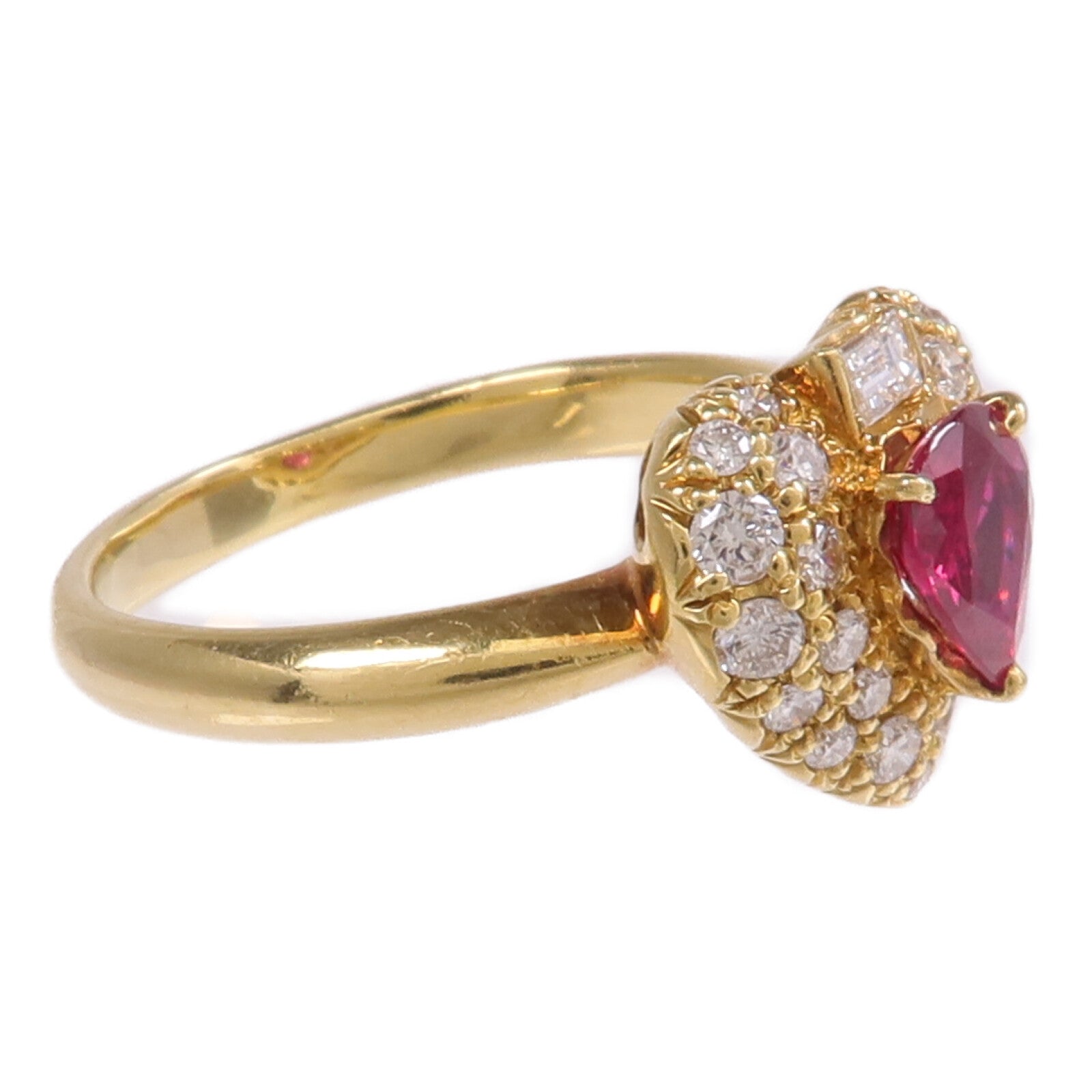 JEWELRY 18K黃金Ruby Diamond Ring紅寶石/鑽石戒指US#7.25