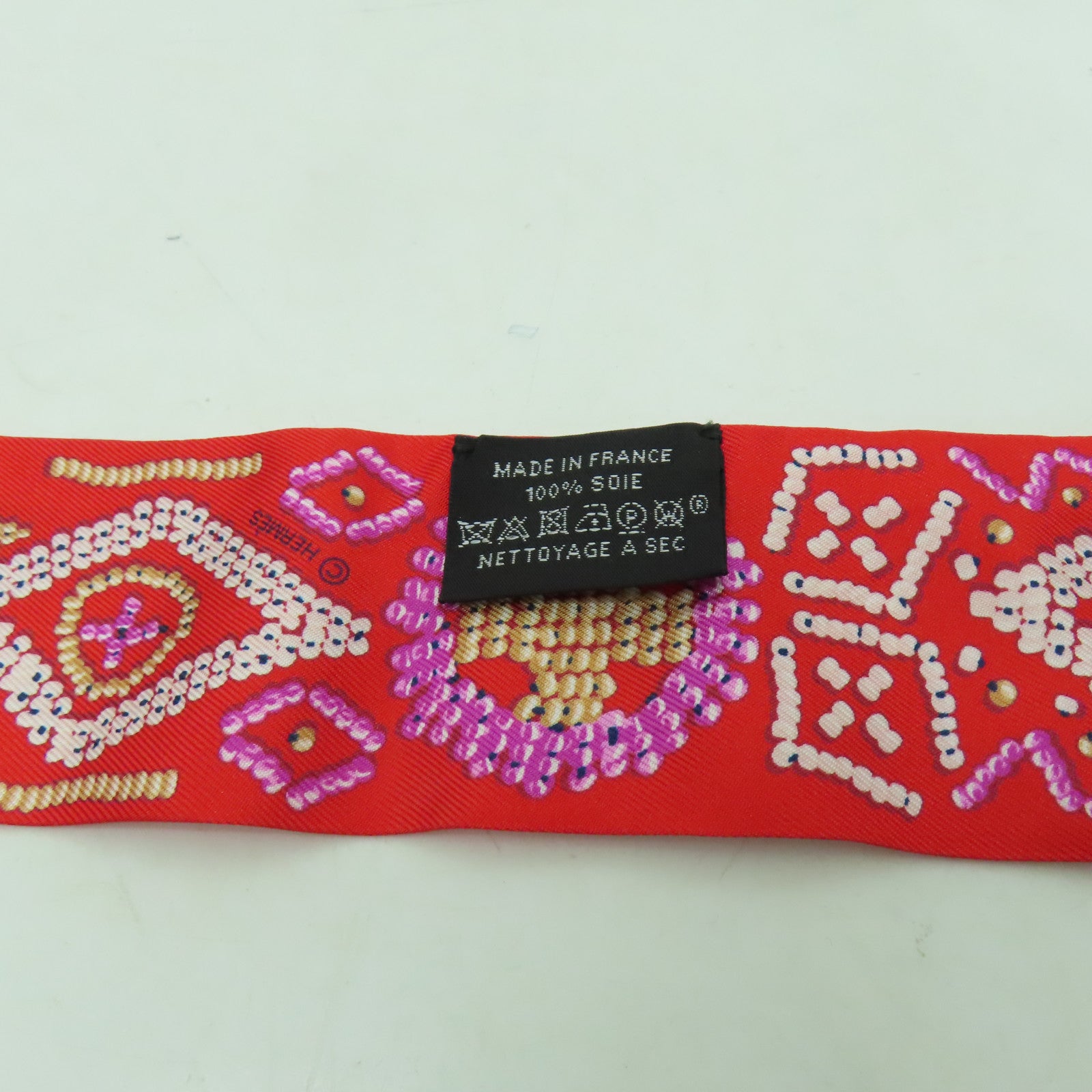 HERMES 【激減優惠】絲質Twilly絲巾紅色
