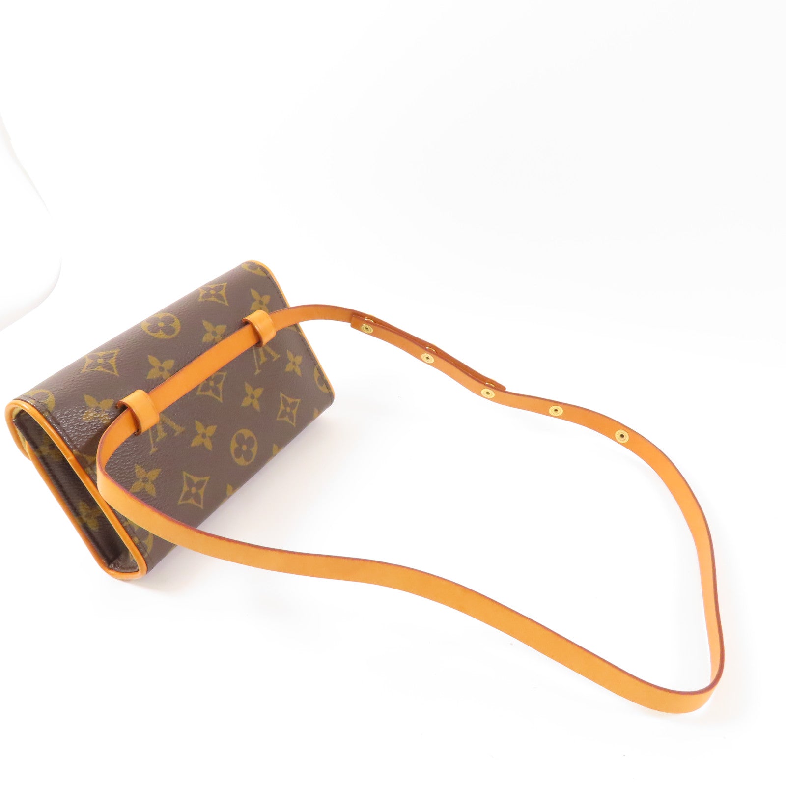LOUIS VUITTON Monogram Pochette Florentine XS金扣腰包棕色