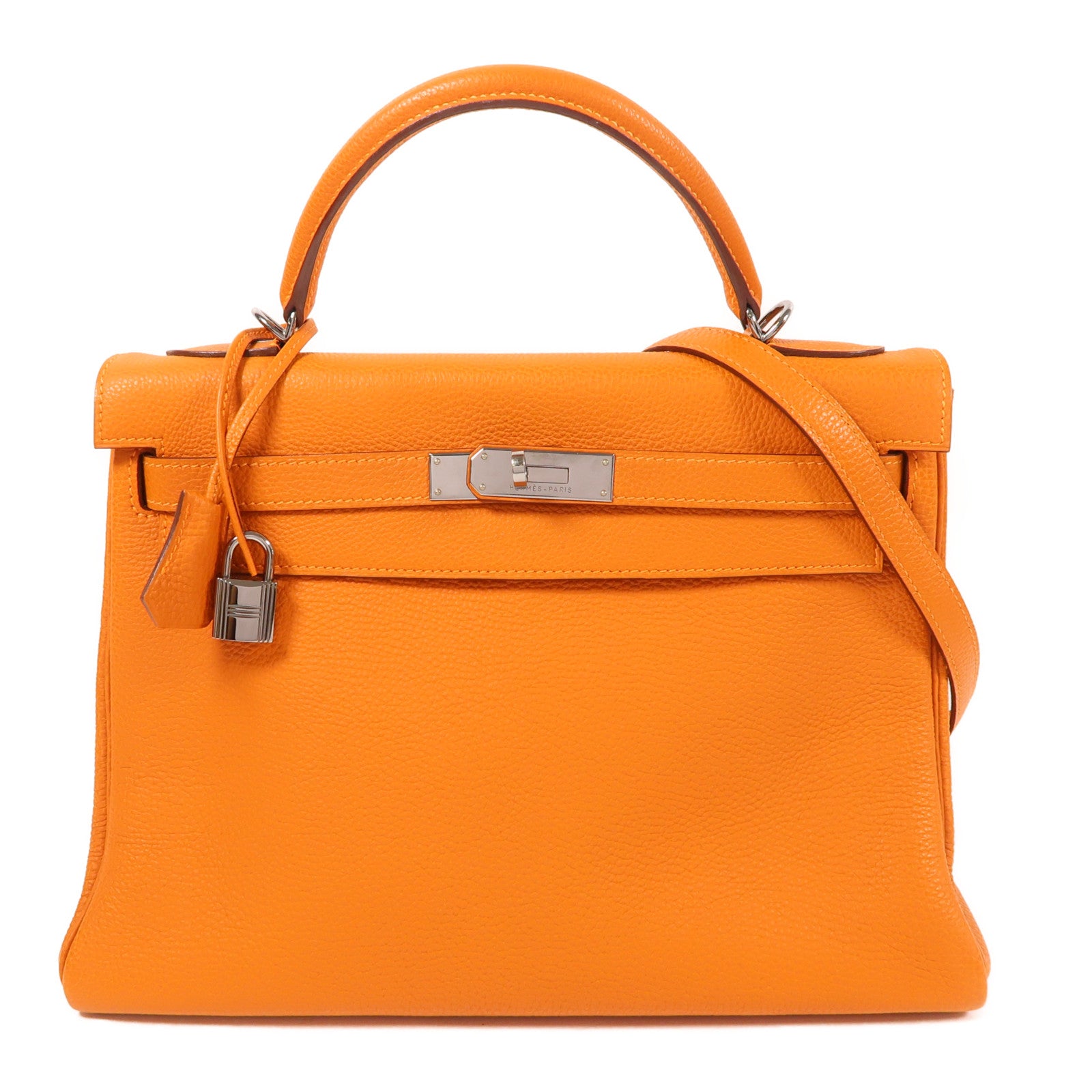 HERMES Clemence皮革Kelly 32手挽肩背兩用袋Potiron