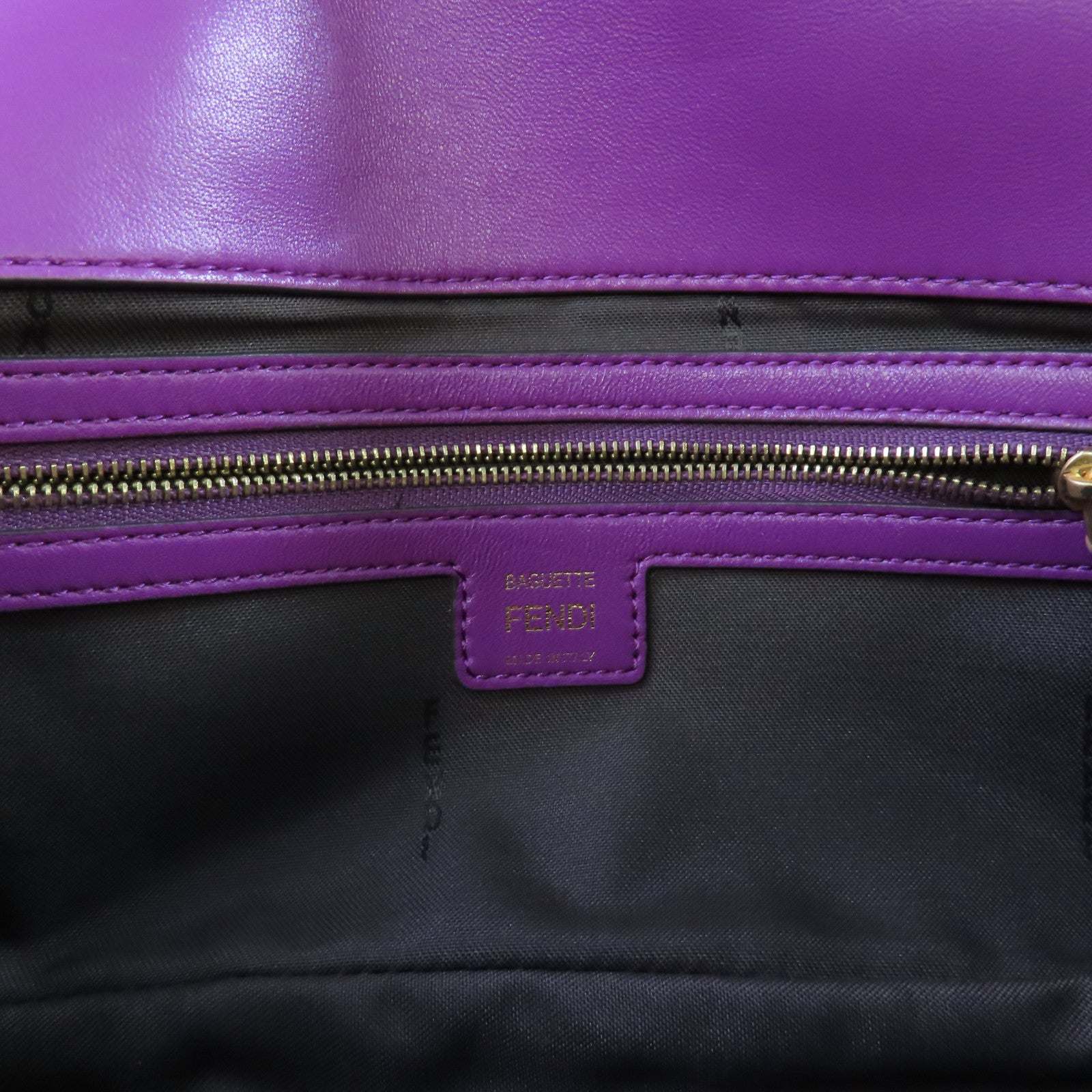 FENDI 牛皮皮革Baguette FF 2way Shoulder Bag金扣手挽肩背兩用袋紫色