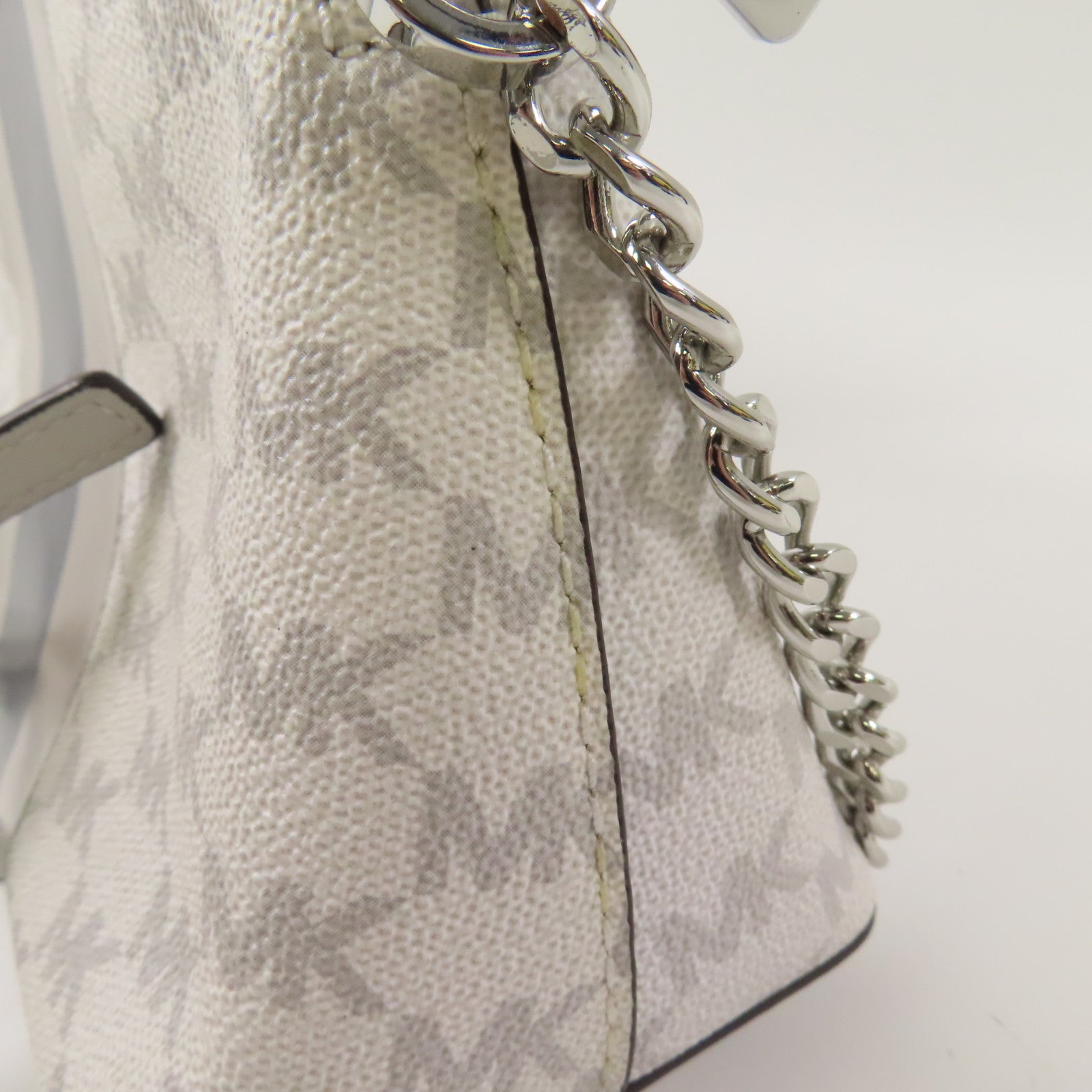 Michael Kors SHW Chain Shoulder Bag 38TOCIJC3V PVC Coated Canvas White