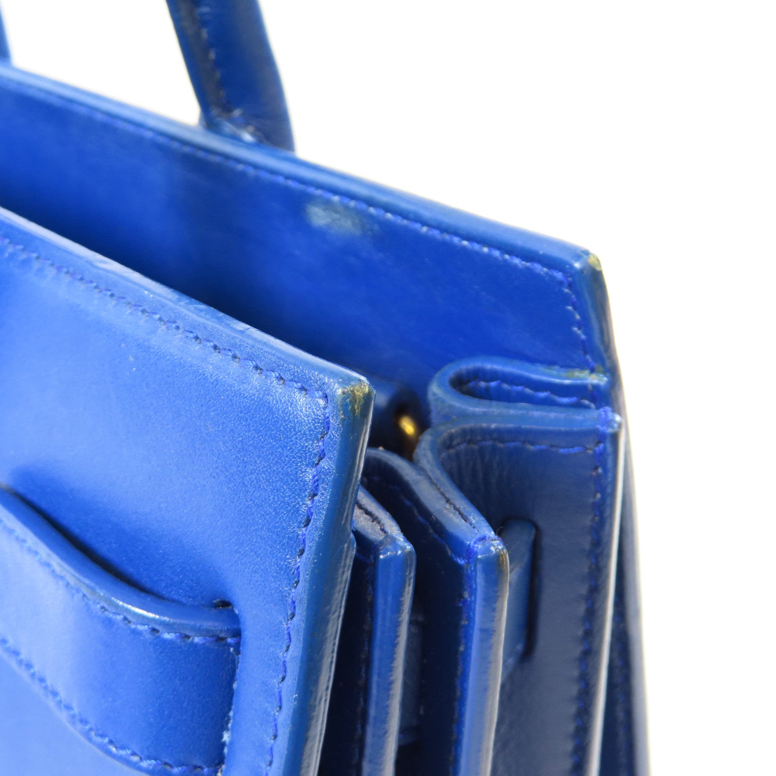 YVES SAINT LAURENT 牛皮皮革2 Way Shoulder Bag金扣手挽肩背兩用袋藍色