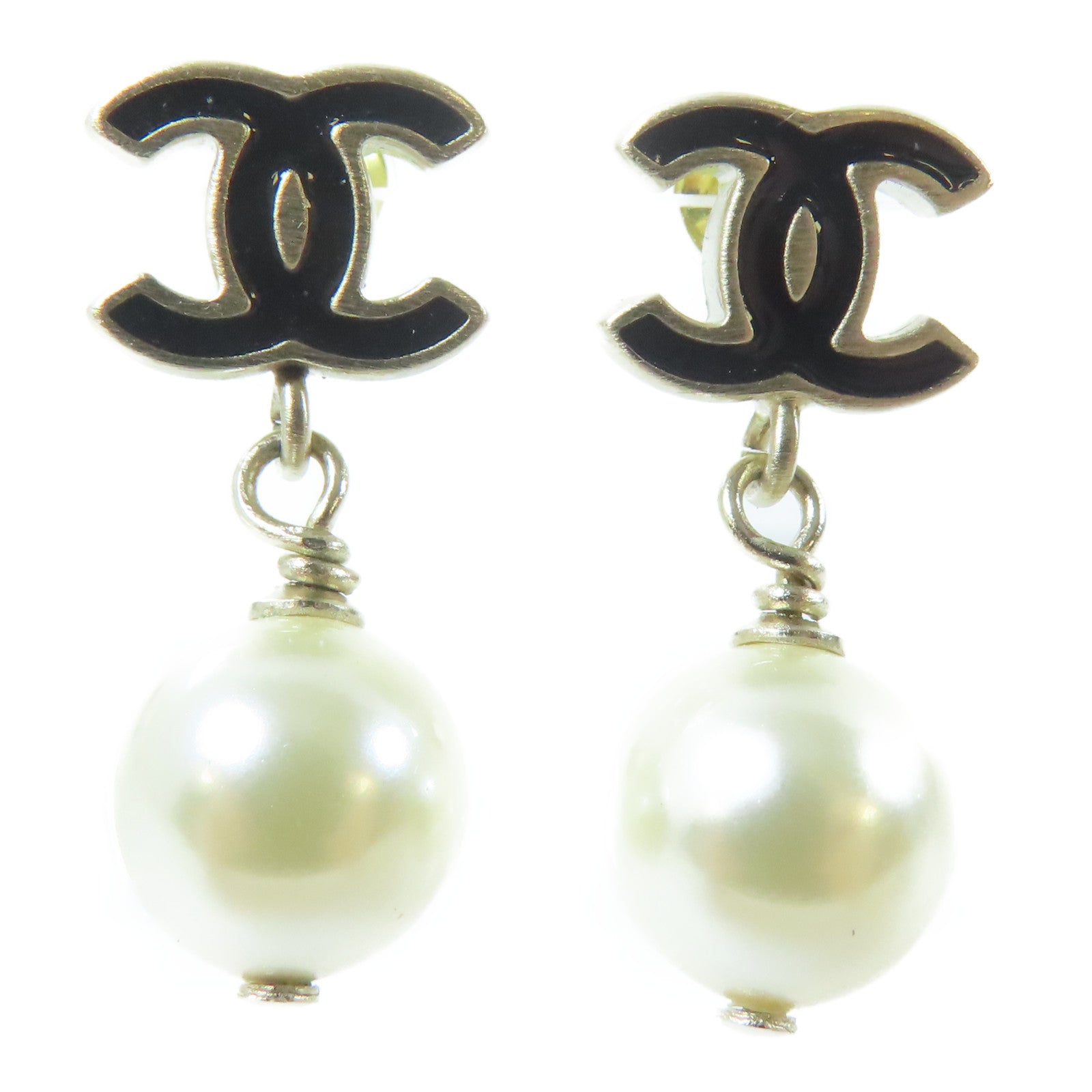 CHANEL 金屬Earring耳環黑色/白色