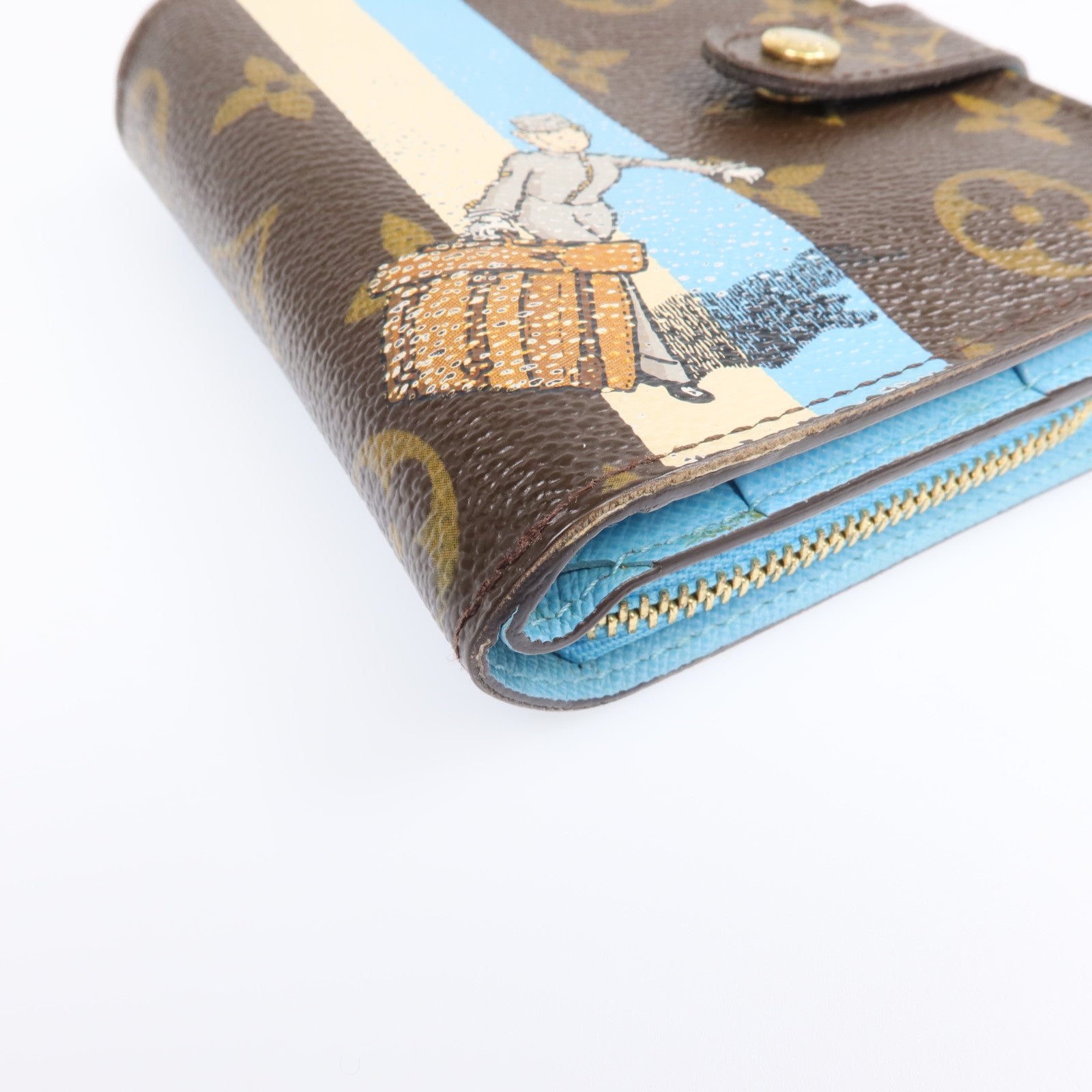 LOUIS VUITTON Monogram Groom Compact Zip Wallet金扣錢包