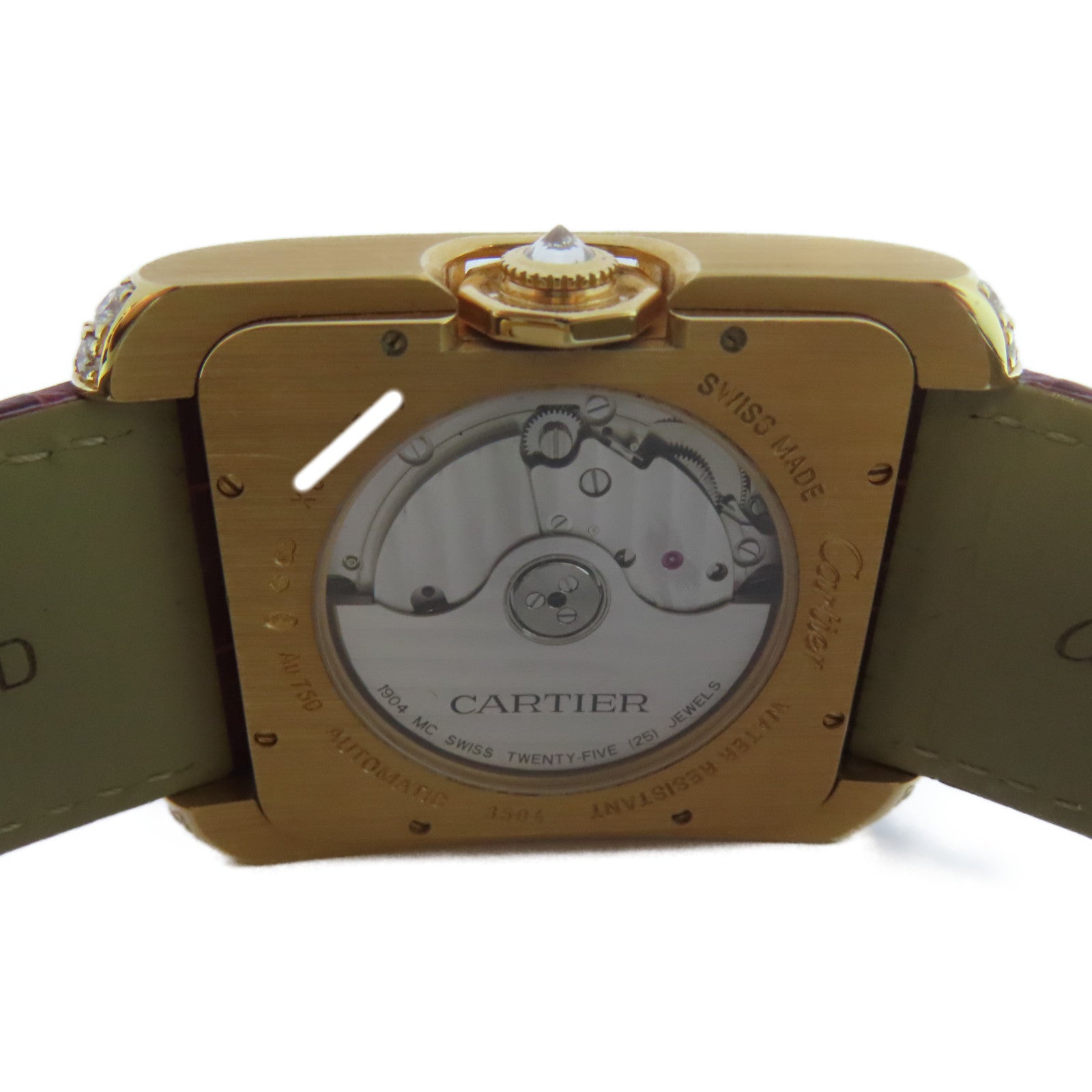 CARTIER Tank Anglaise Diamond 18K玫瑰金手錶自動機芯銀色