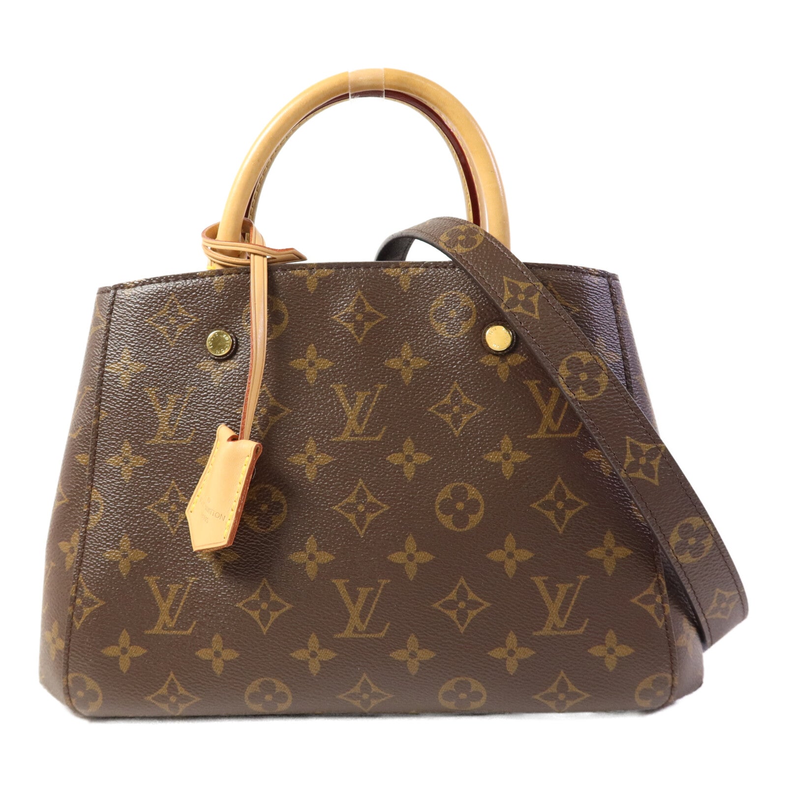 LOUIS VUITTON Monogram Montaigne BB金扣手挽肩背兩用袋棕色