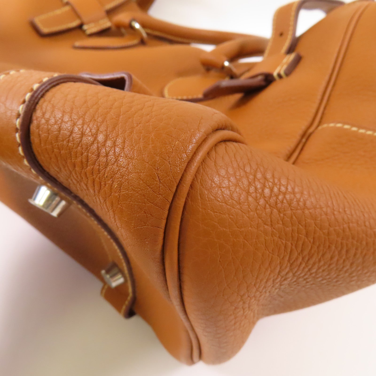 HERMES Clemence皮革Pursangle 31銀扣手挽袋Gold
