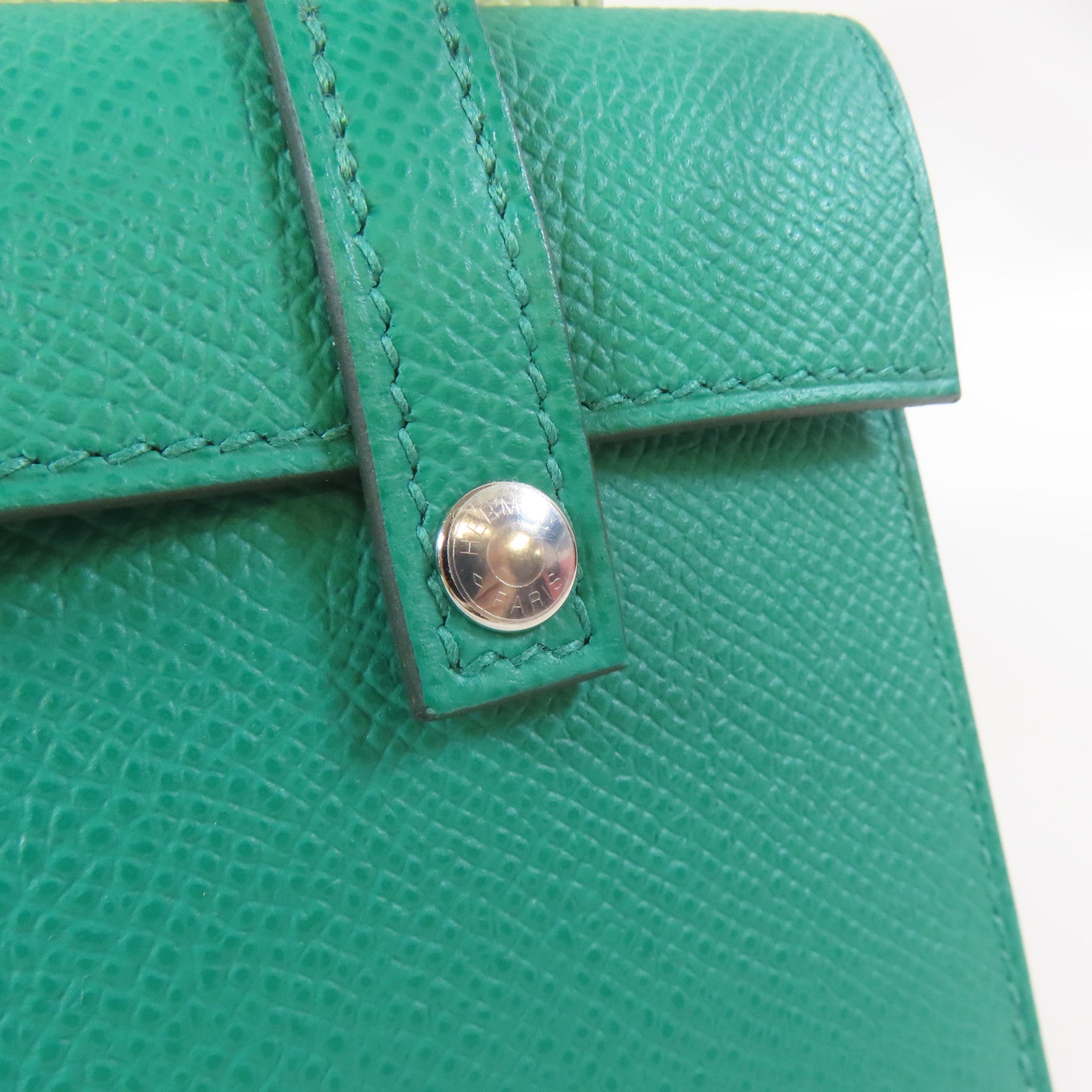 HERMES 【激減優惠】Epsom皮革Kelly Doll銀扣手挽肩背兩用袋Vert Fizz/淺綠色