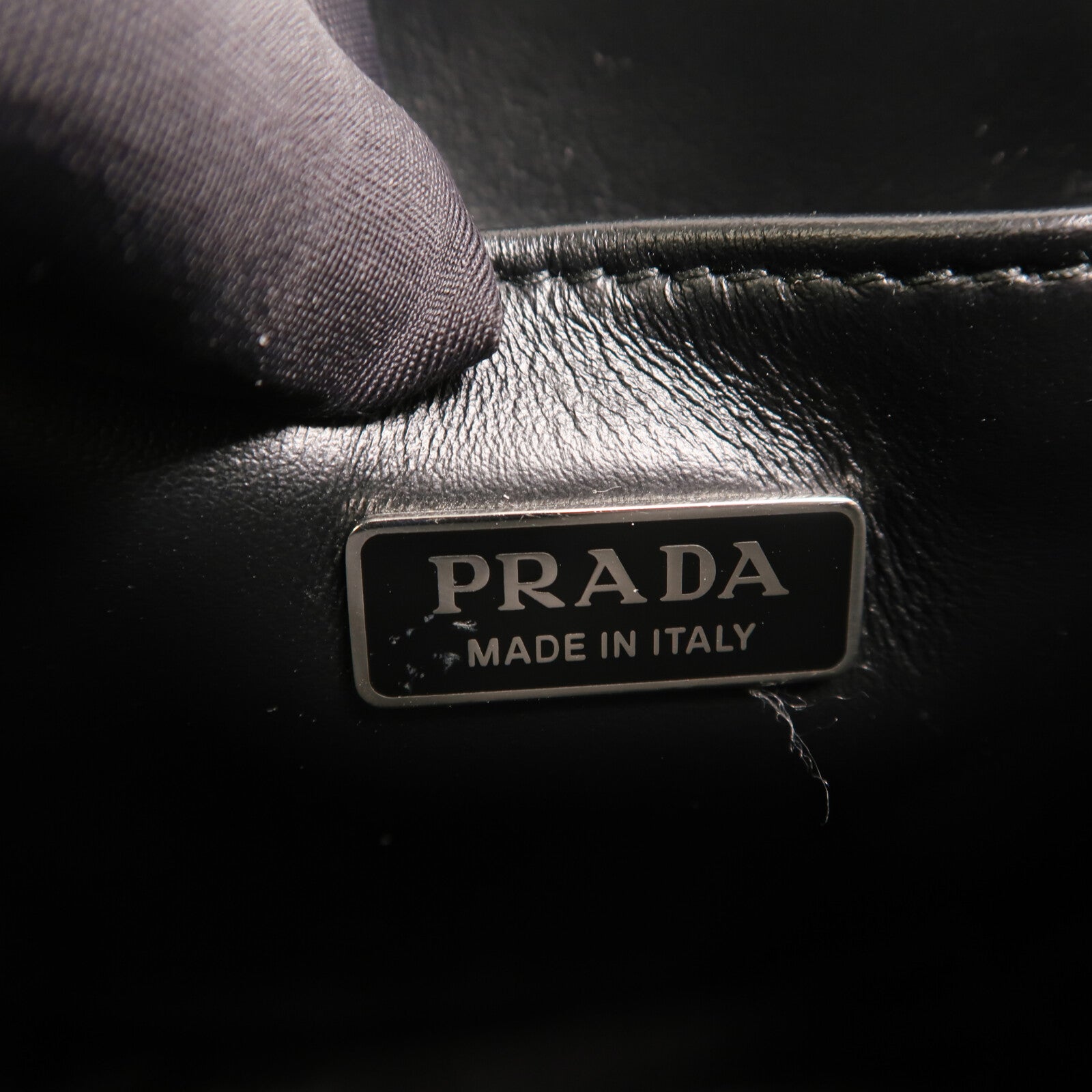 PRADA 漆皮皮革Small Brushed Leather Tote Bag銀扣手挽肩背兩用袋