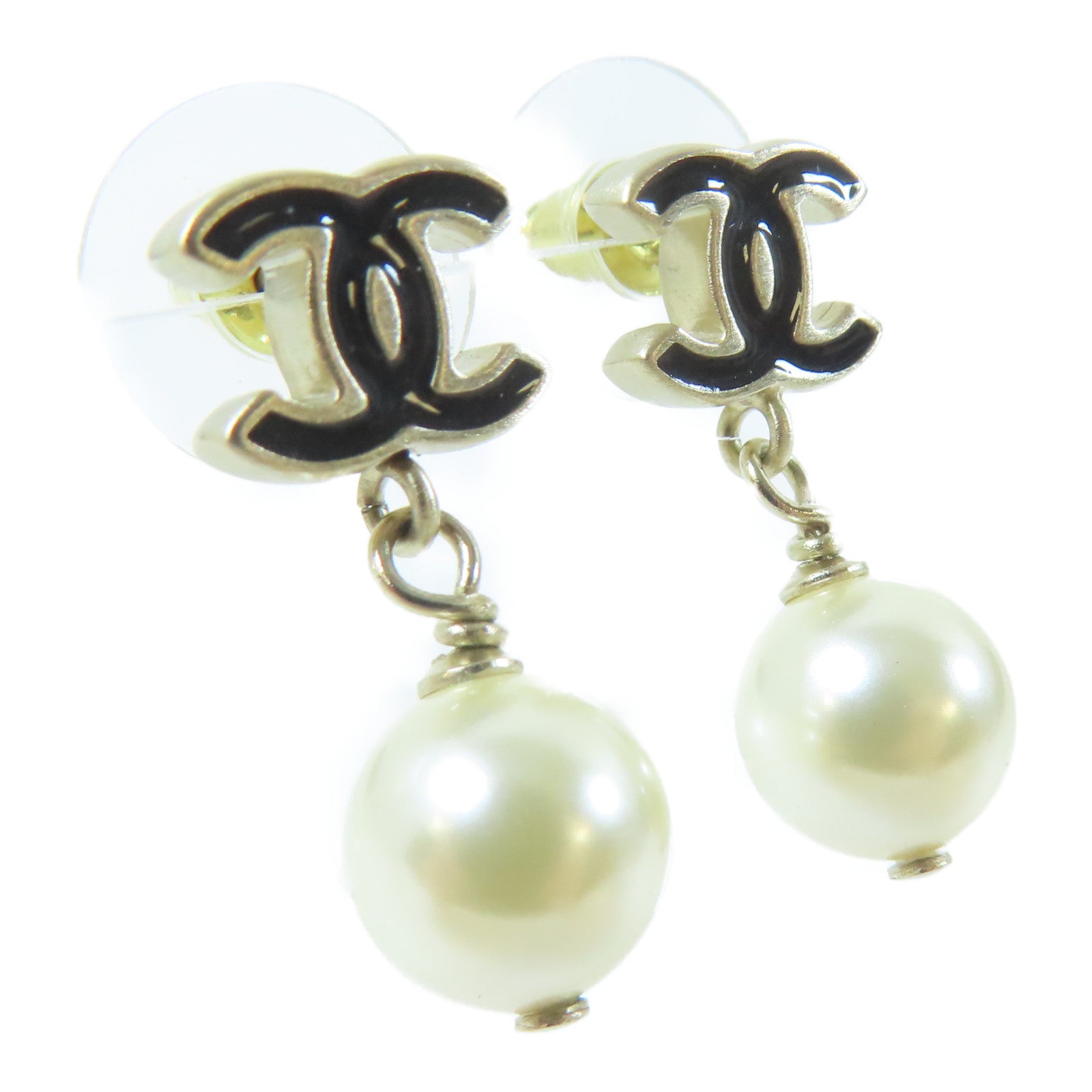 CHANEL 金屬Earring耳環黑色/白色