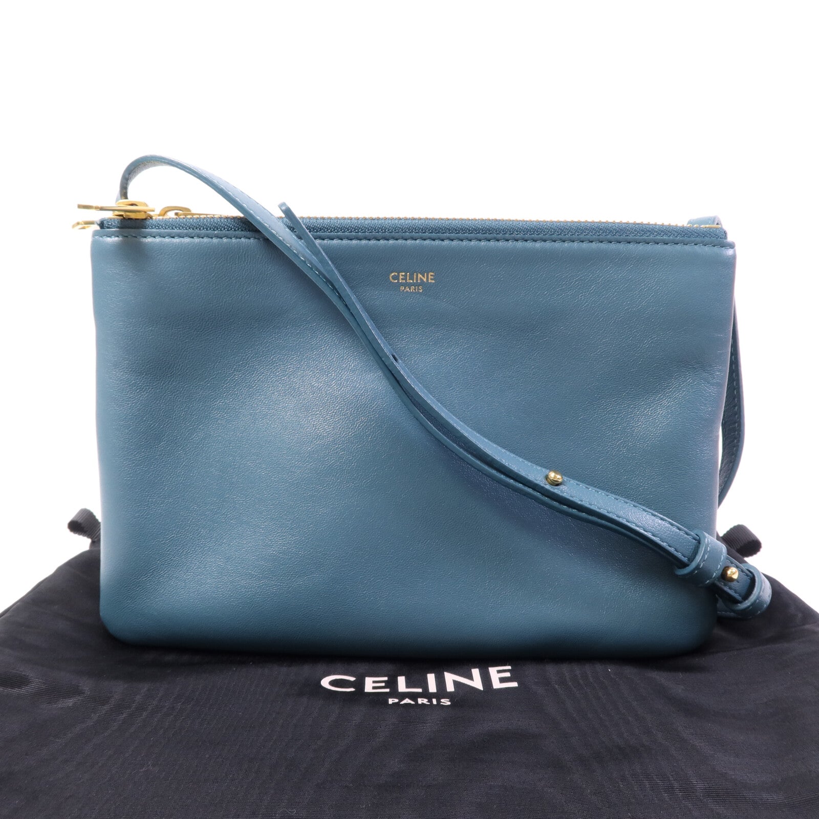 CELINE 牛皮皮革Trio Small金扣肩背袋