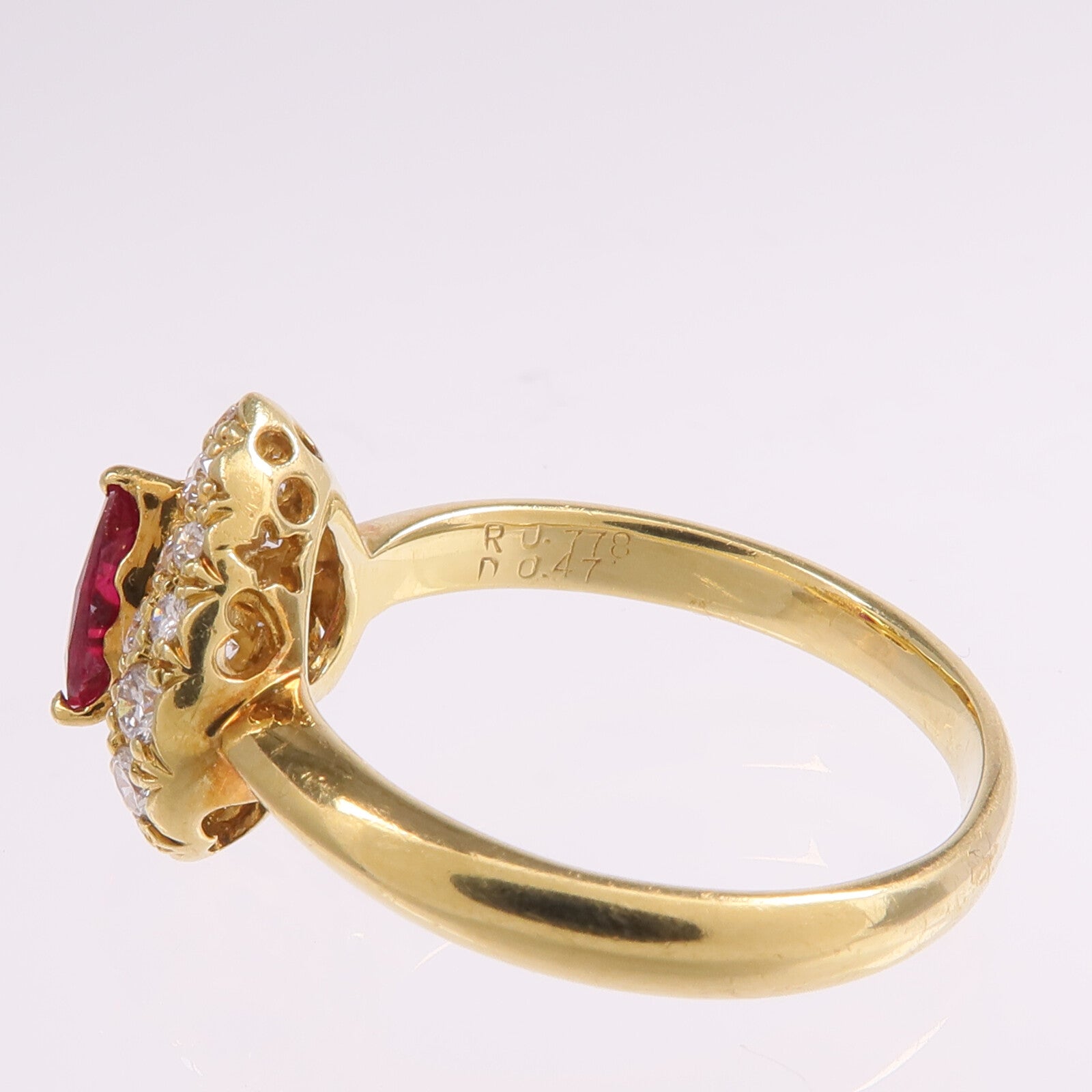 JEWELRY 18K黃金Ruby Diamond Ring紅寶石/鑽石戒指US#7.25