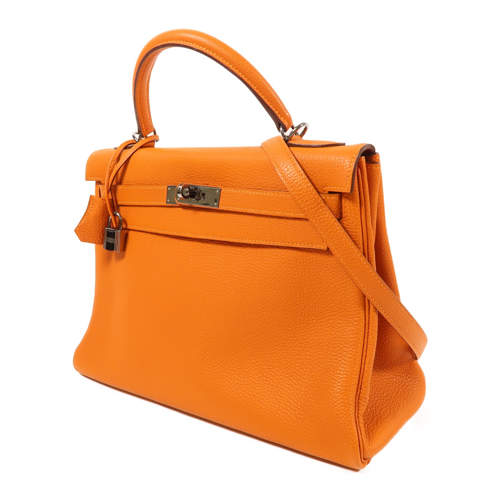 HERMES Clemence皮革Kelly 32手挽肩背兩用袋Potiron