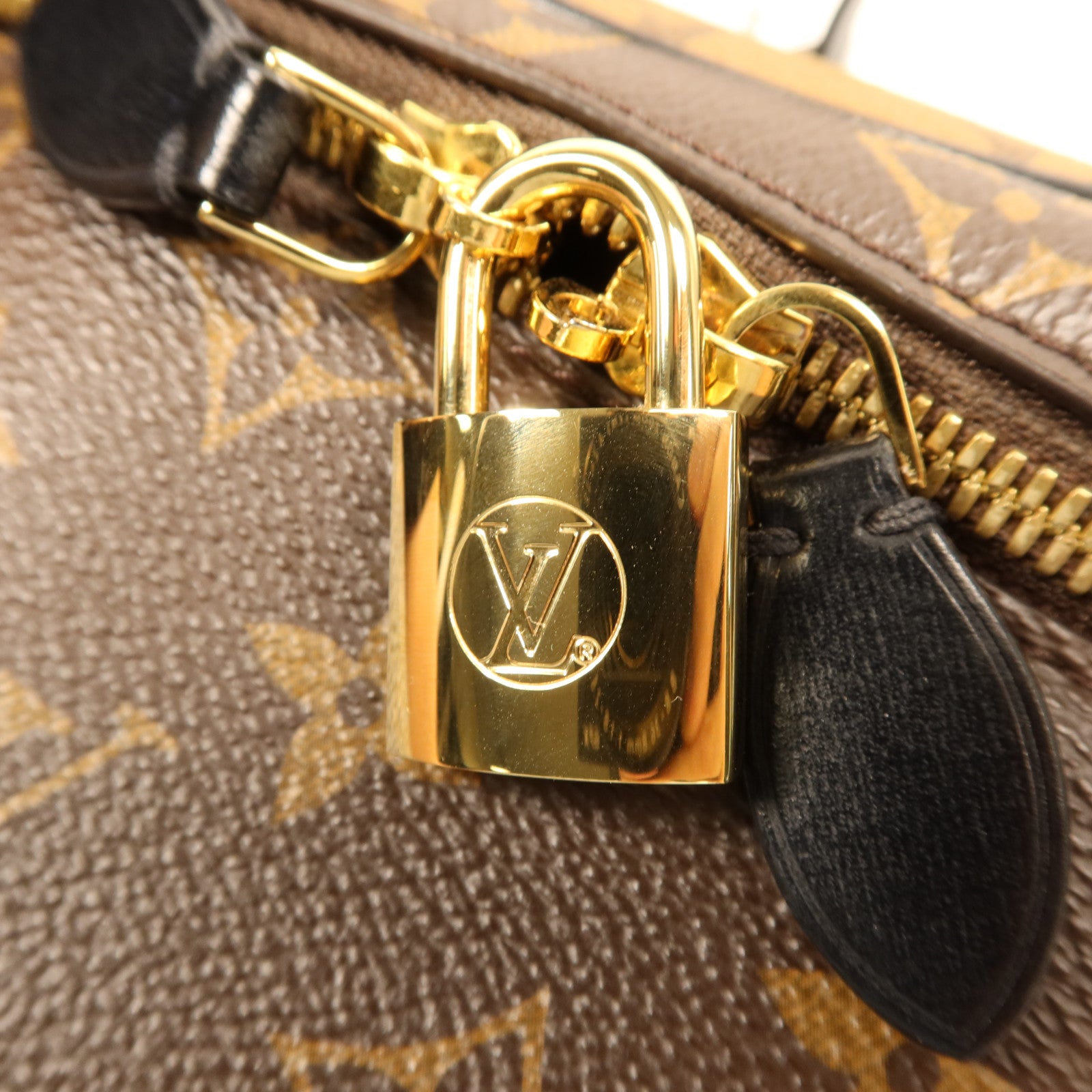 LOUIS VUITTON Monogram Reverse Vanity PM金扣手挽肩背兩用袋棕色