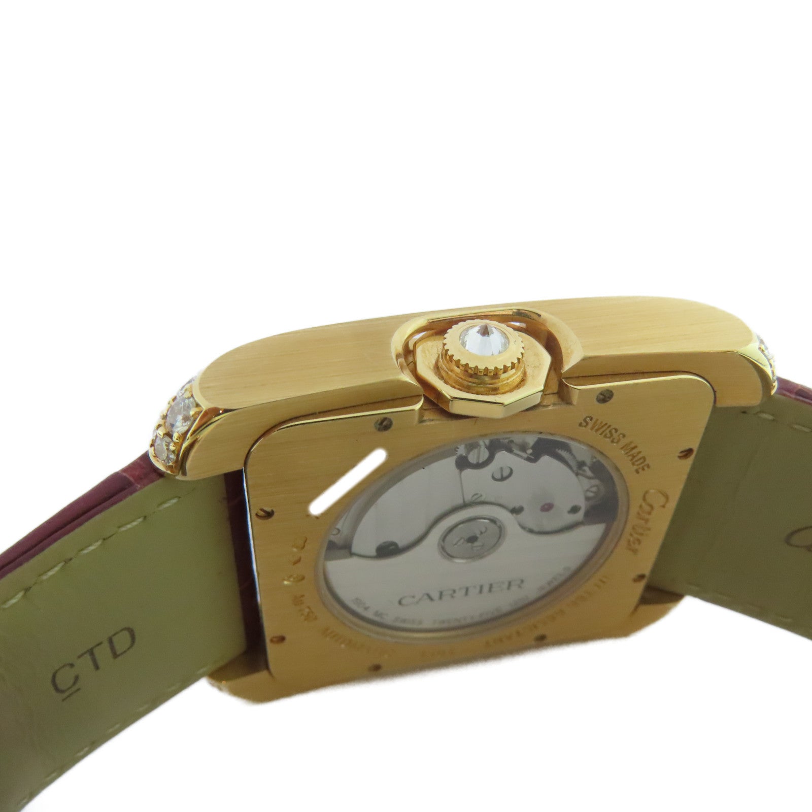 CARTIER Tank Anglaise Diamond 18K玫瑰金手錶自動機芯銀色