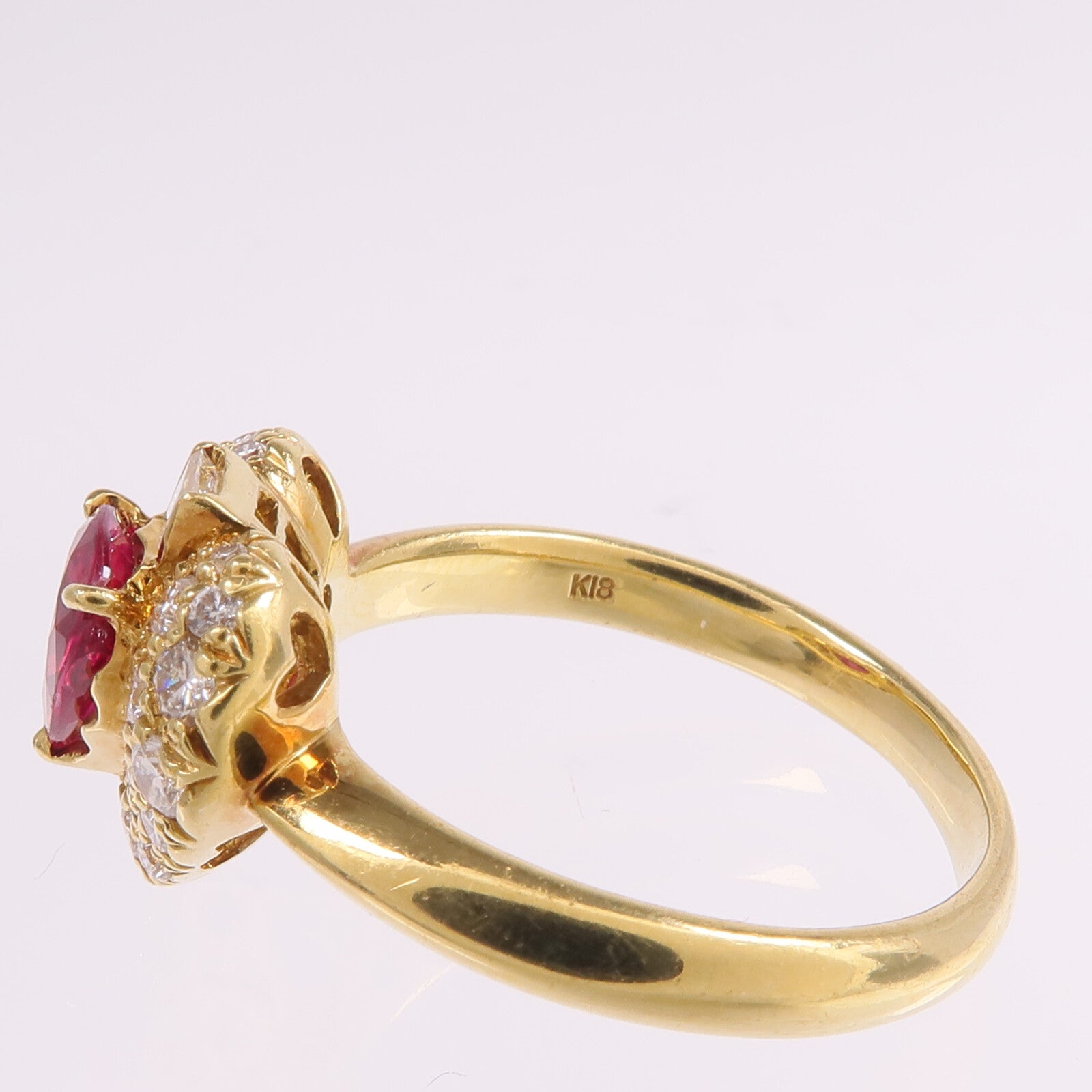 JEWELRY 18K黃金Ruby Diamond Ring紅寶石/鑽石戒指US#7.25