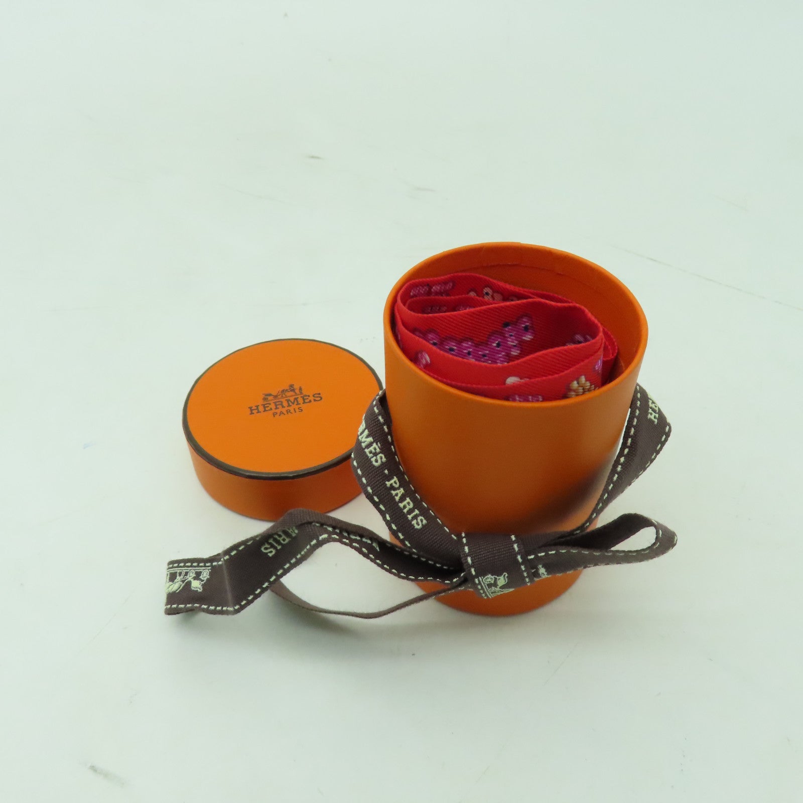 HERMES 【激減優惠】絲質Twilly絲巾紅色
