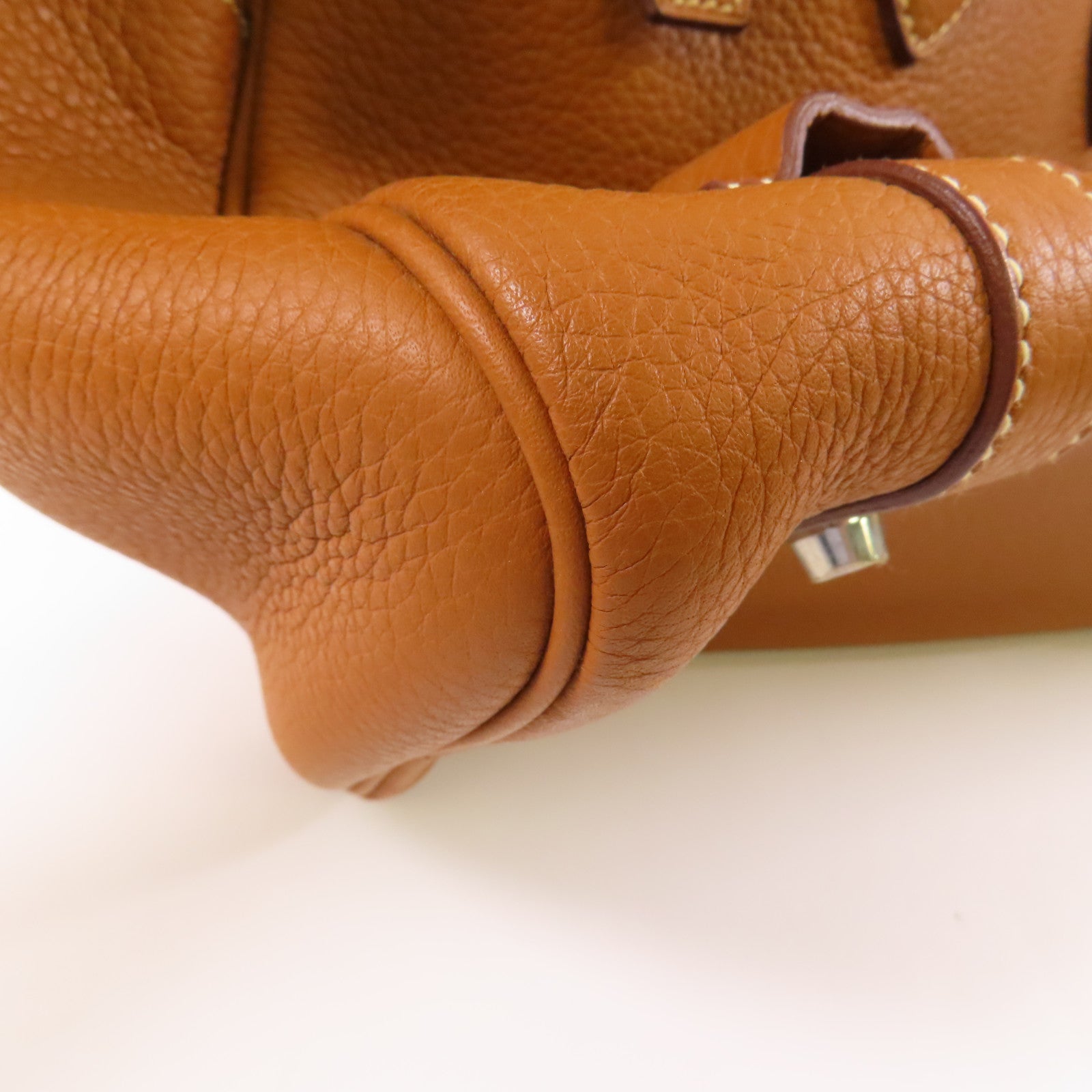 HERMES Clemence皮革Pursangle 31銀扣手挽袋Gold