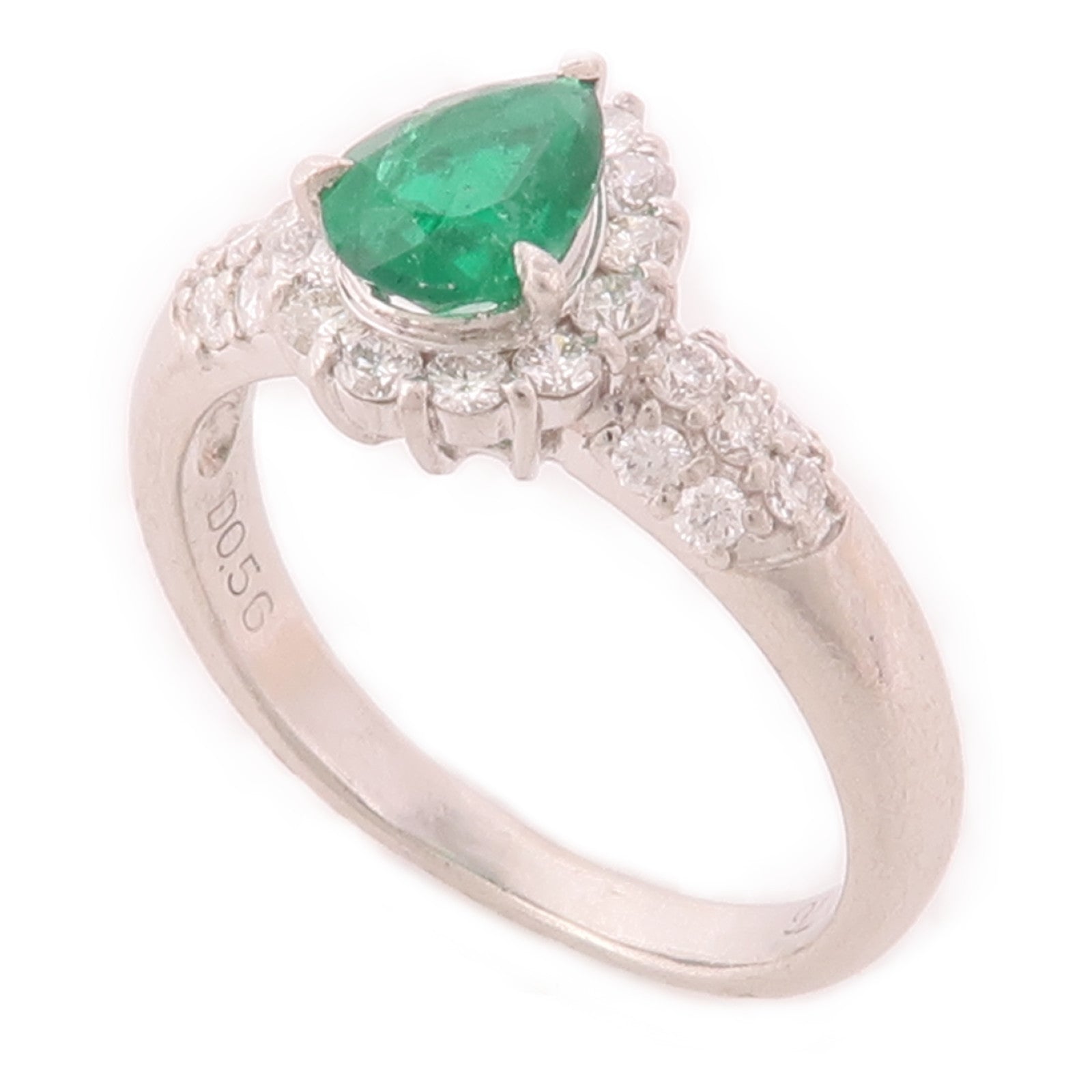 JEWELRY 【激減優惠】PT900鉑金Emerald Ring綠寶石/鑽石戒指