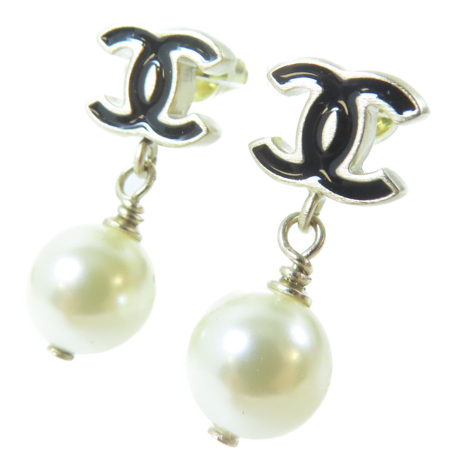 CHANEL 金屬Earring耳環黑色/白色