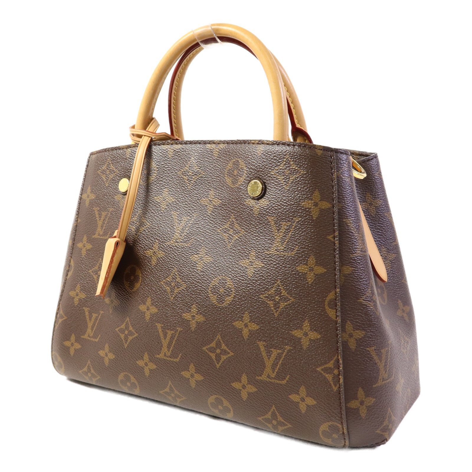 LOUIS VUITTON Monogram Montaigne BB金扣手挽肩背兩用袋棕色