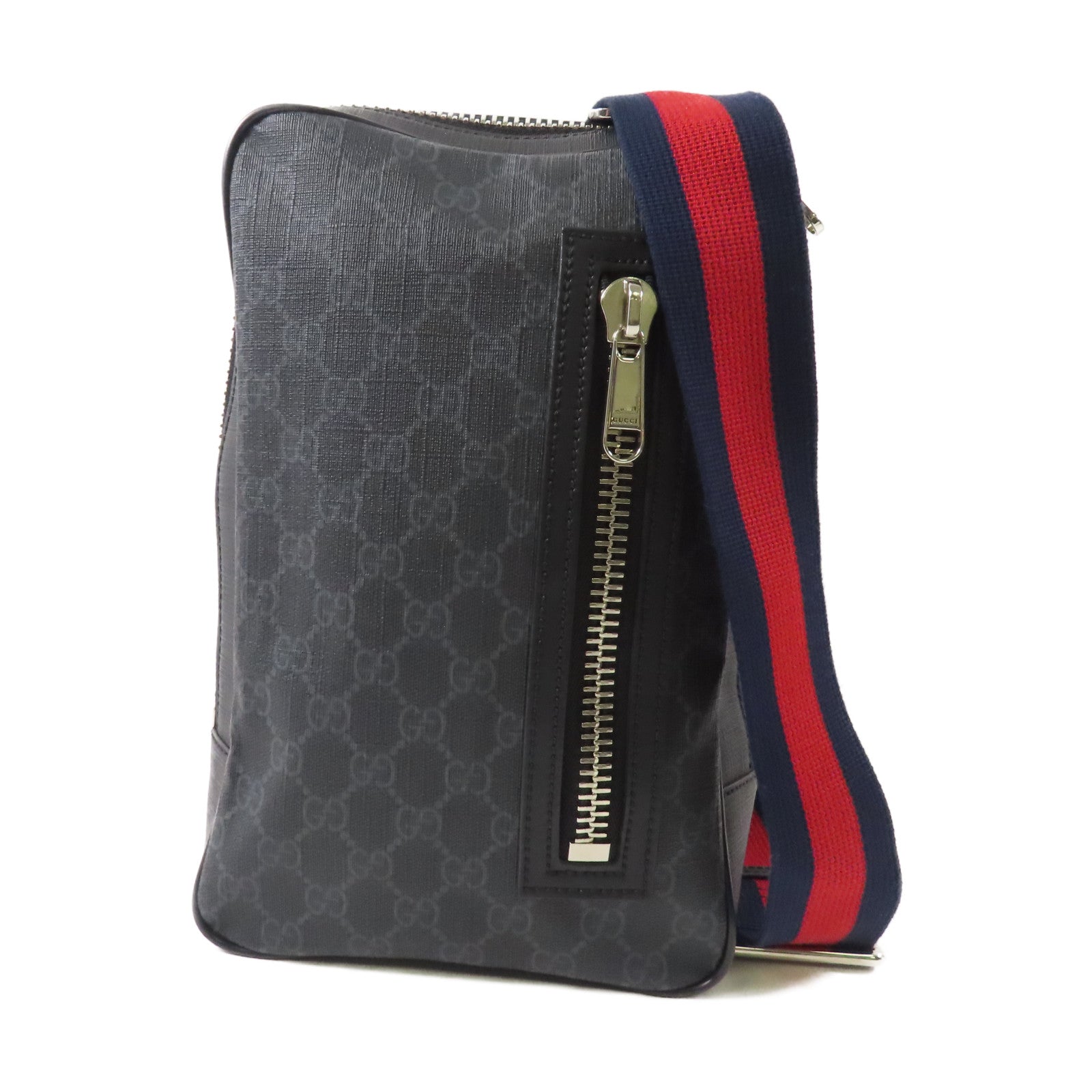 GUCCI 塗層帆布Black Sling Backpack銀扣斜孭袋
