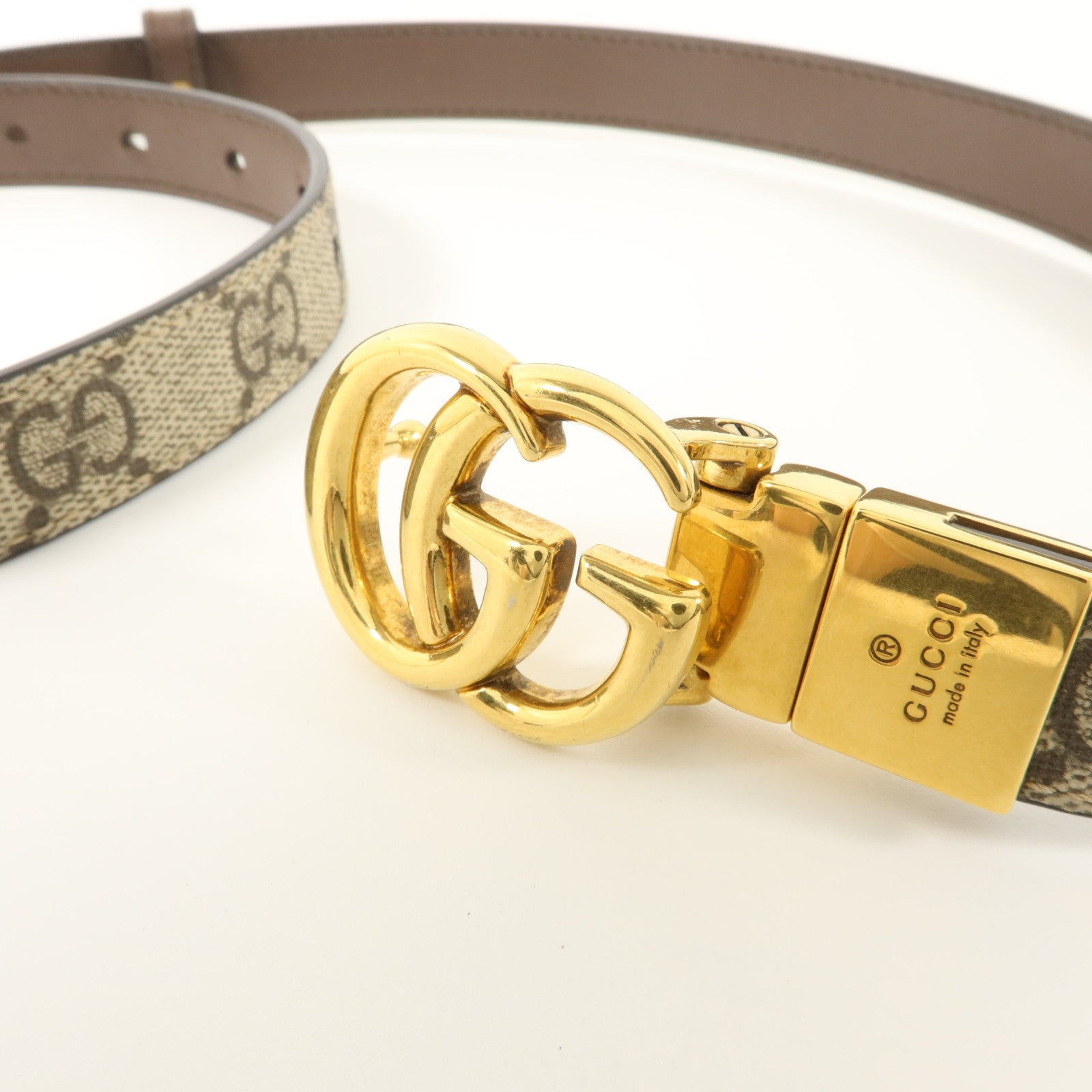 GUCCI 塗層帆布GG Marmont Reversible Belt 80cm皮帶