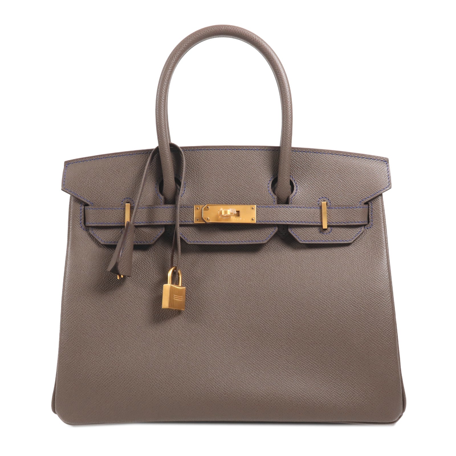 HERMES Epsom皮革Birkin 30金扣手挽袋Etain