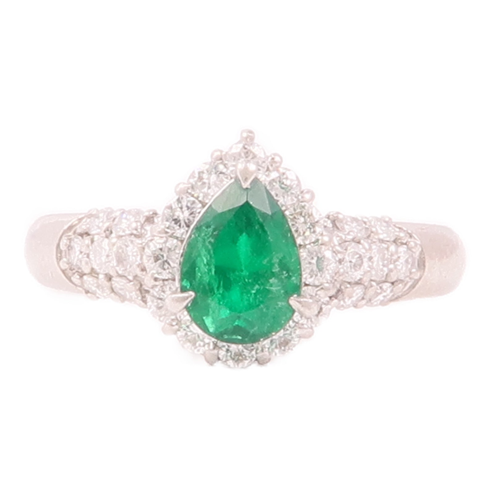 JEWELRY 【激減優惠】PT900鉑金Emerald Ring綠寶石/鑽石戒指