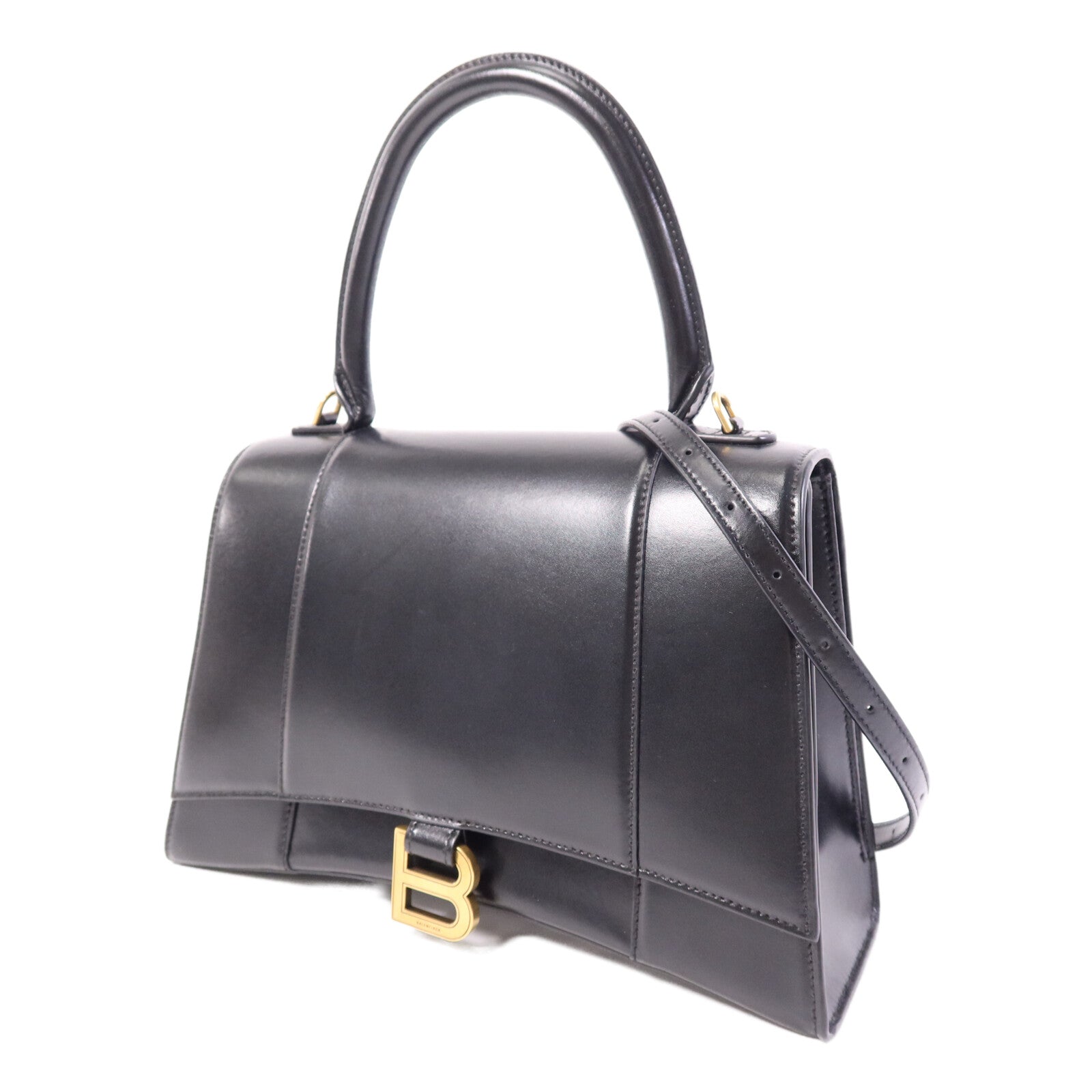 BALENCIAGA 【激減優惠】牛皮皮革Hourglass Medium金扣手挽肩背兩用袋