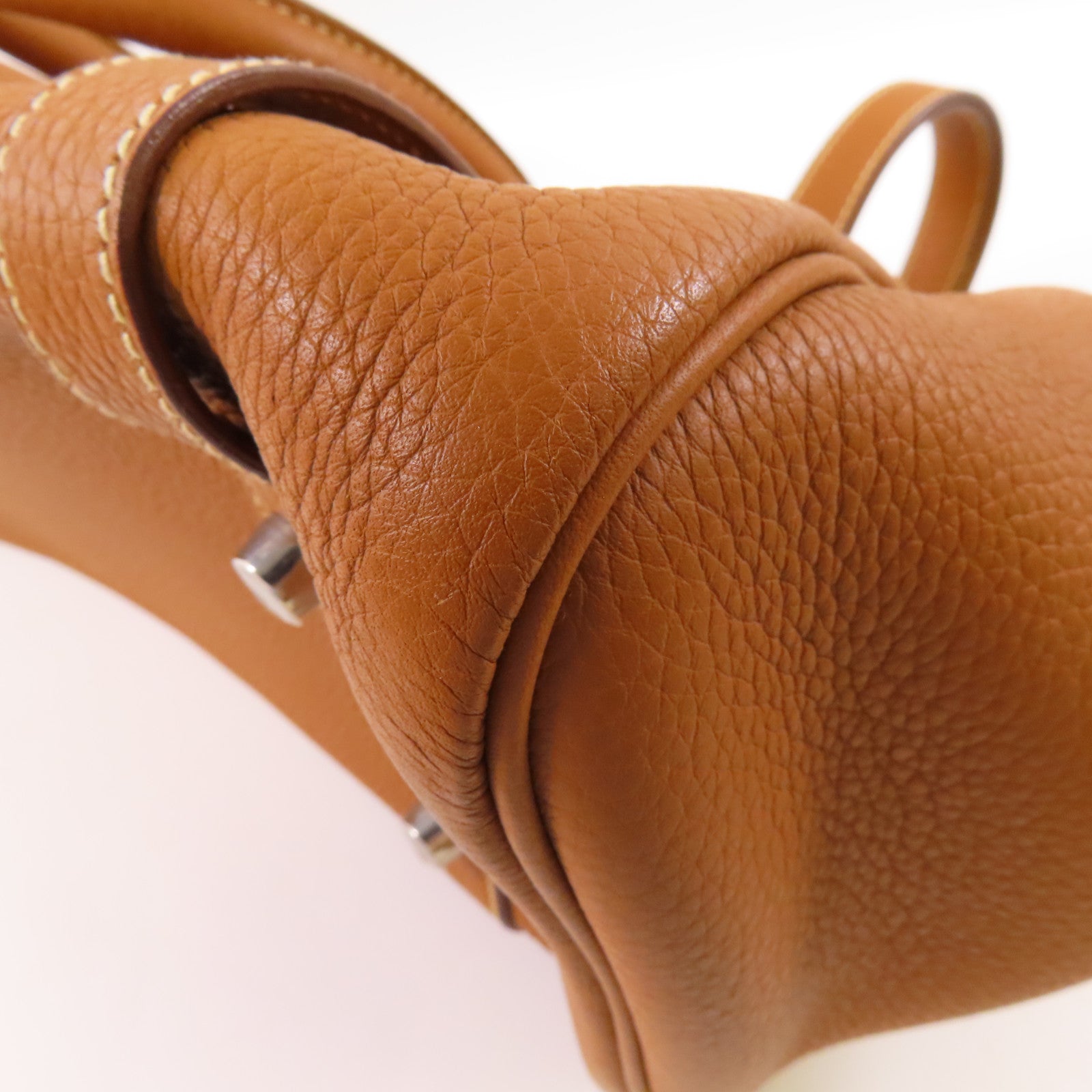 HERMES Clemence皮革Pursangle 31銀扣手挽袋Gold