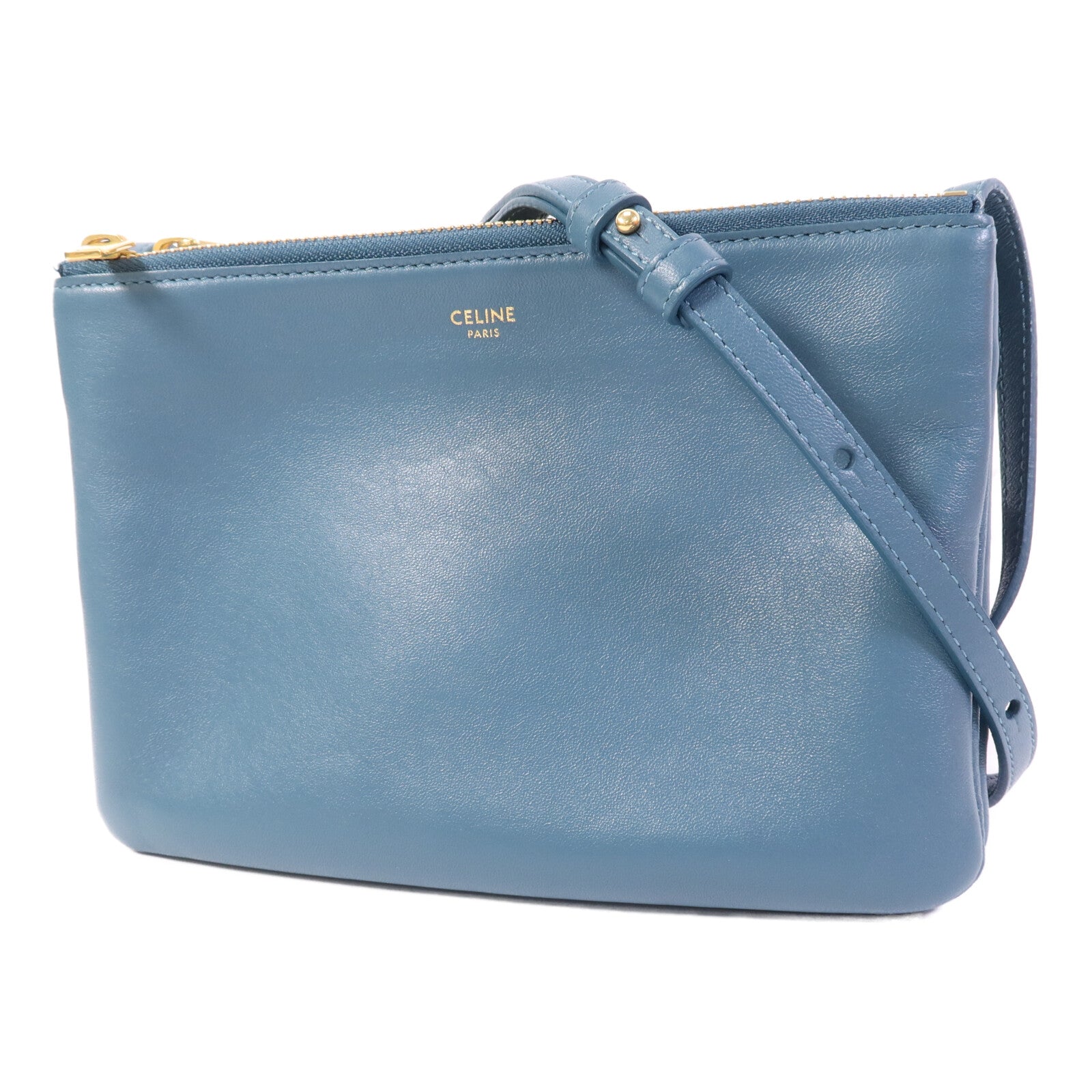 CELINE 牛皮皮革Trio Small金扣肩背袋