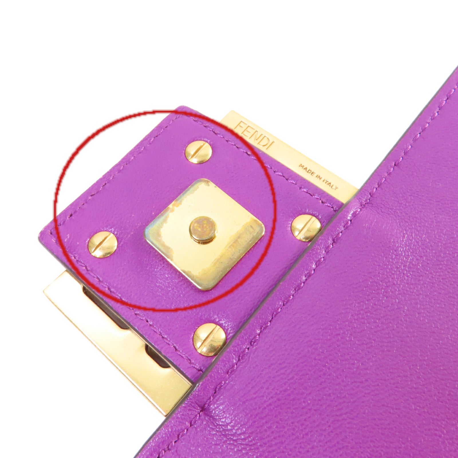 FENDI 牛皮皮革Baguette FF 2way Shoulder Bag金扣手挽肩背兩用袋紫色