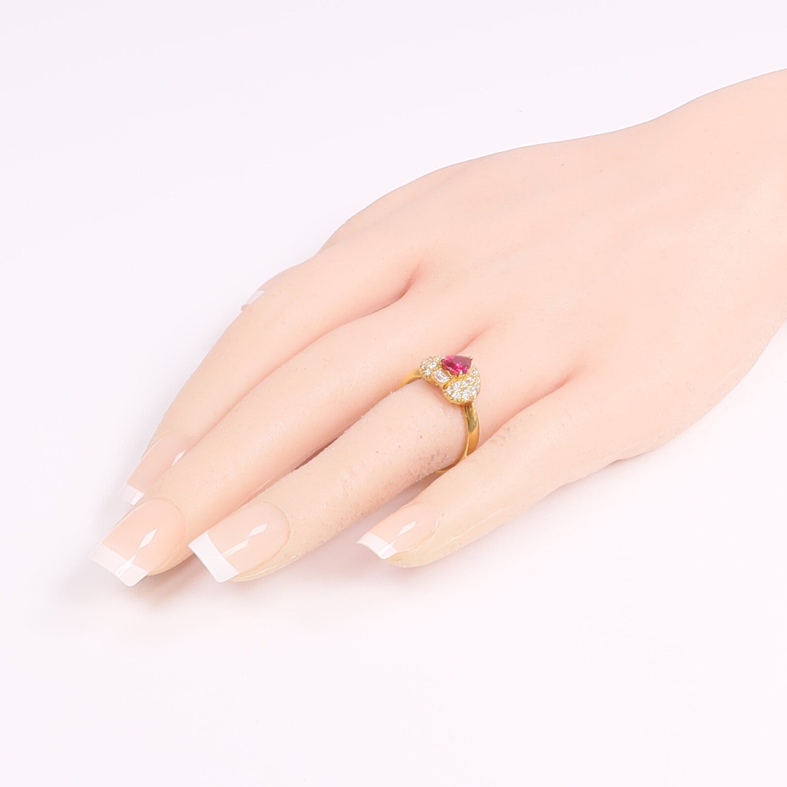 JEWELRY 18K黃金Ruby Diamond Ring紅寶石/鑽石戒指US#7.25