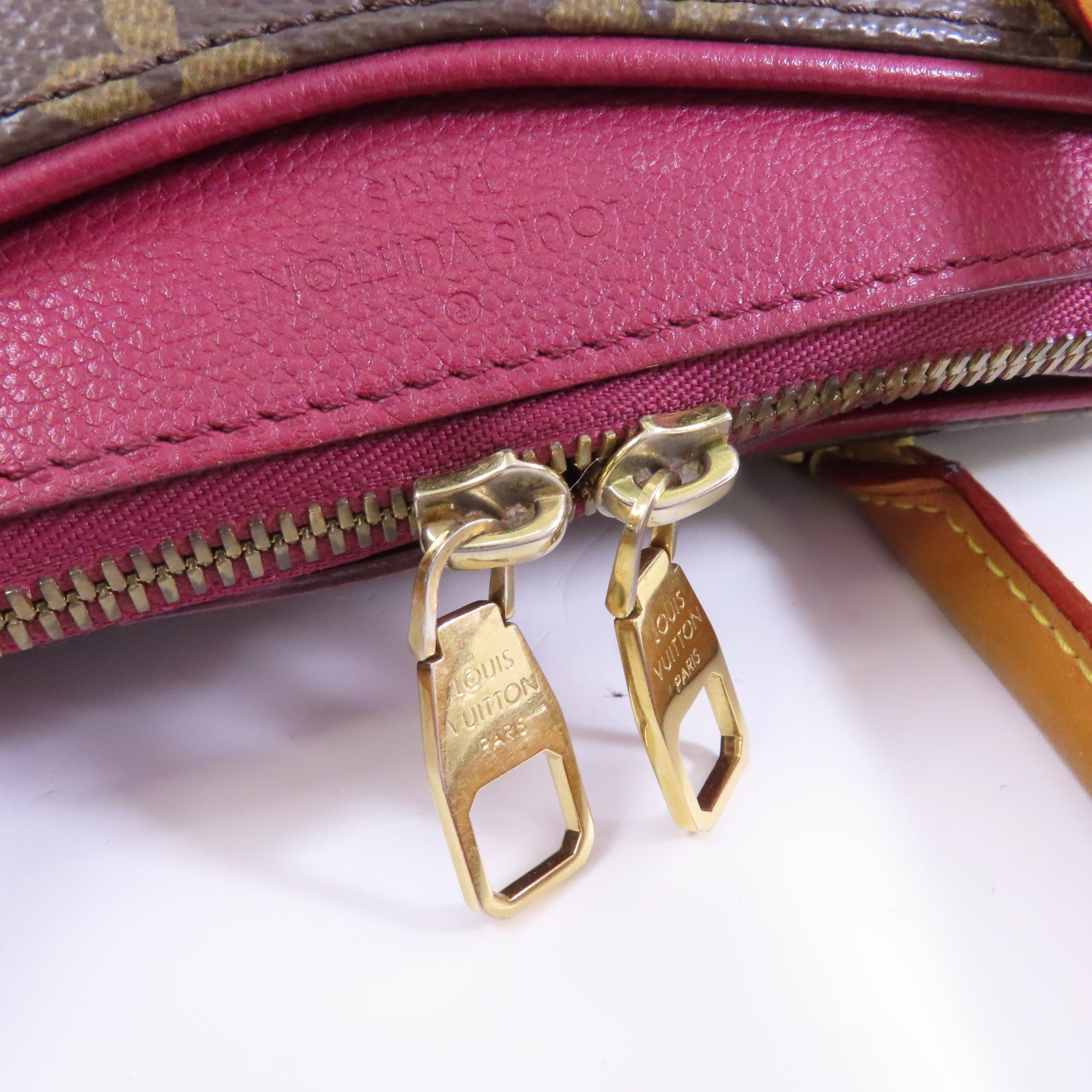 LOUIS VUITTON 【激減優惠】Monogram Pallas MM金扣手挽肩背兩用袋啡色/紅色